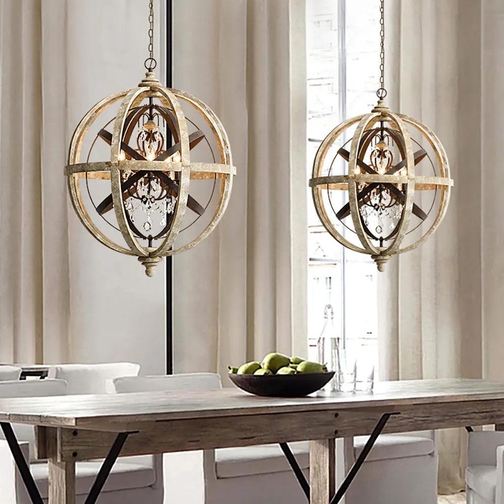 Retro Globe Weathered Chandelier - Blowlighting