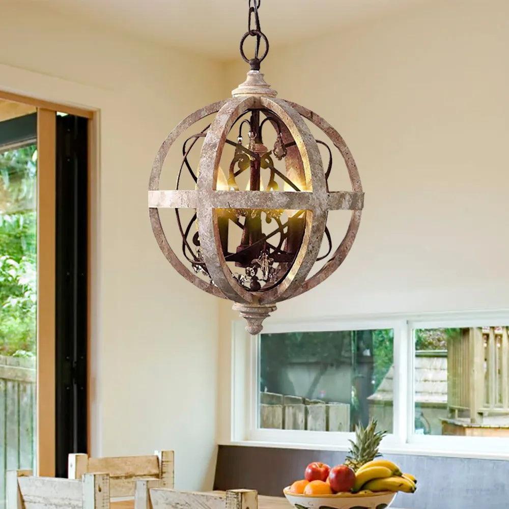 Retro Globe Weathered Chandelier - Blowlighting