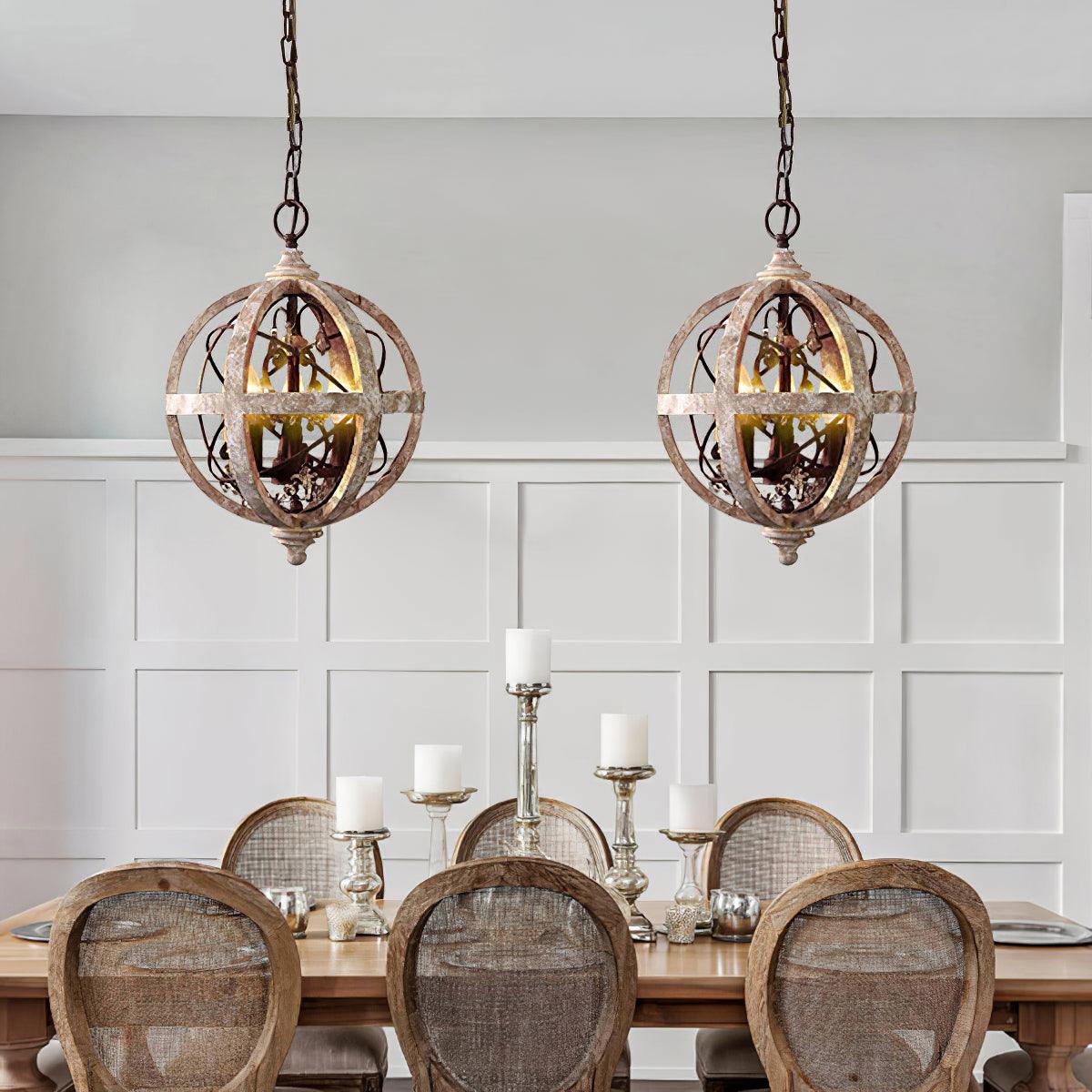 Retro Globe Weathered Chandelier - Blowlighting