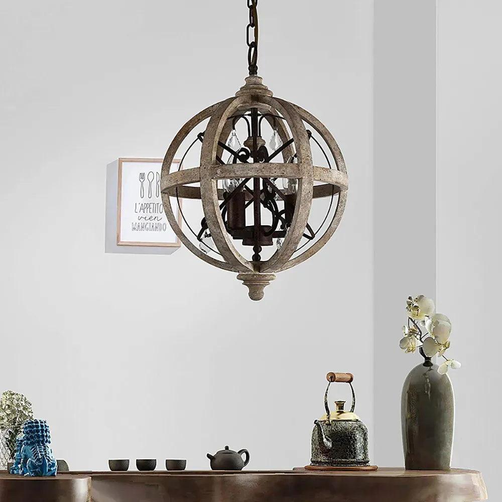 Retro Globe Weathered Chandelier - Blowlighting