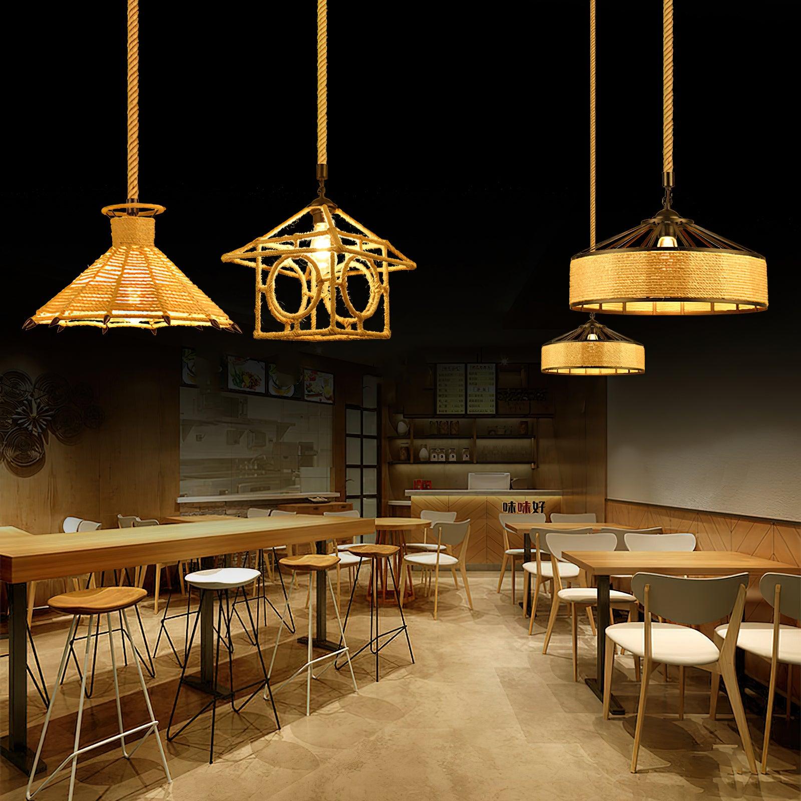 Retro Hemp Rope Exquisite Pendant Light - Blowlighting