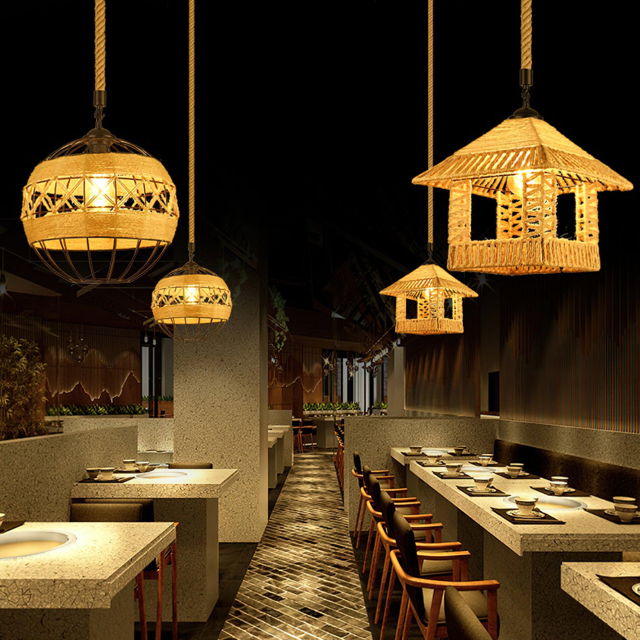 Retro Hemp Rope Exquisite Pendant Light - Blowlighting