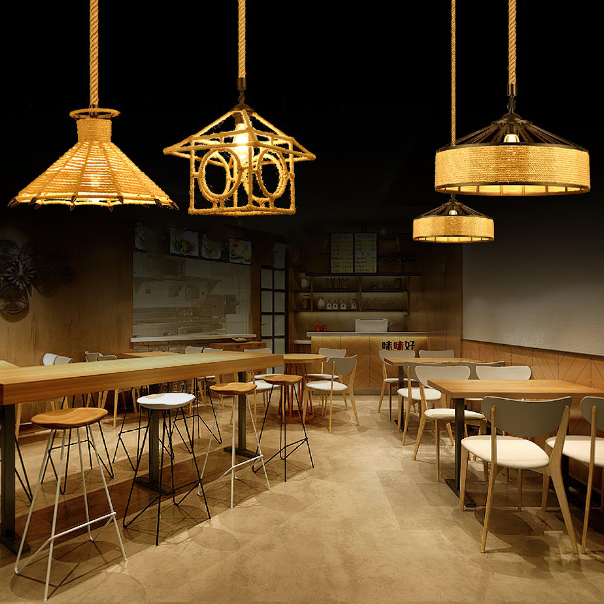 Retro Hemp Rope Exquisite Pendant Light - Blowlighting