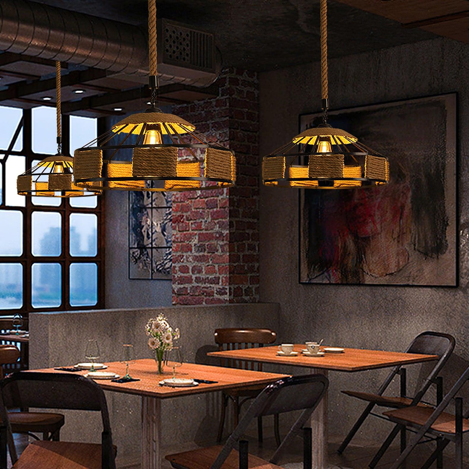 Retro Hemp Rope Exquisite Pendant Light - Blowlighting