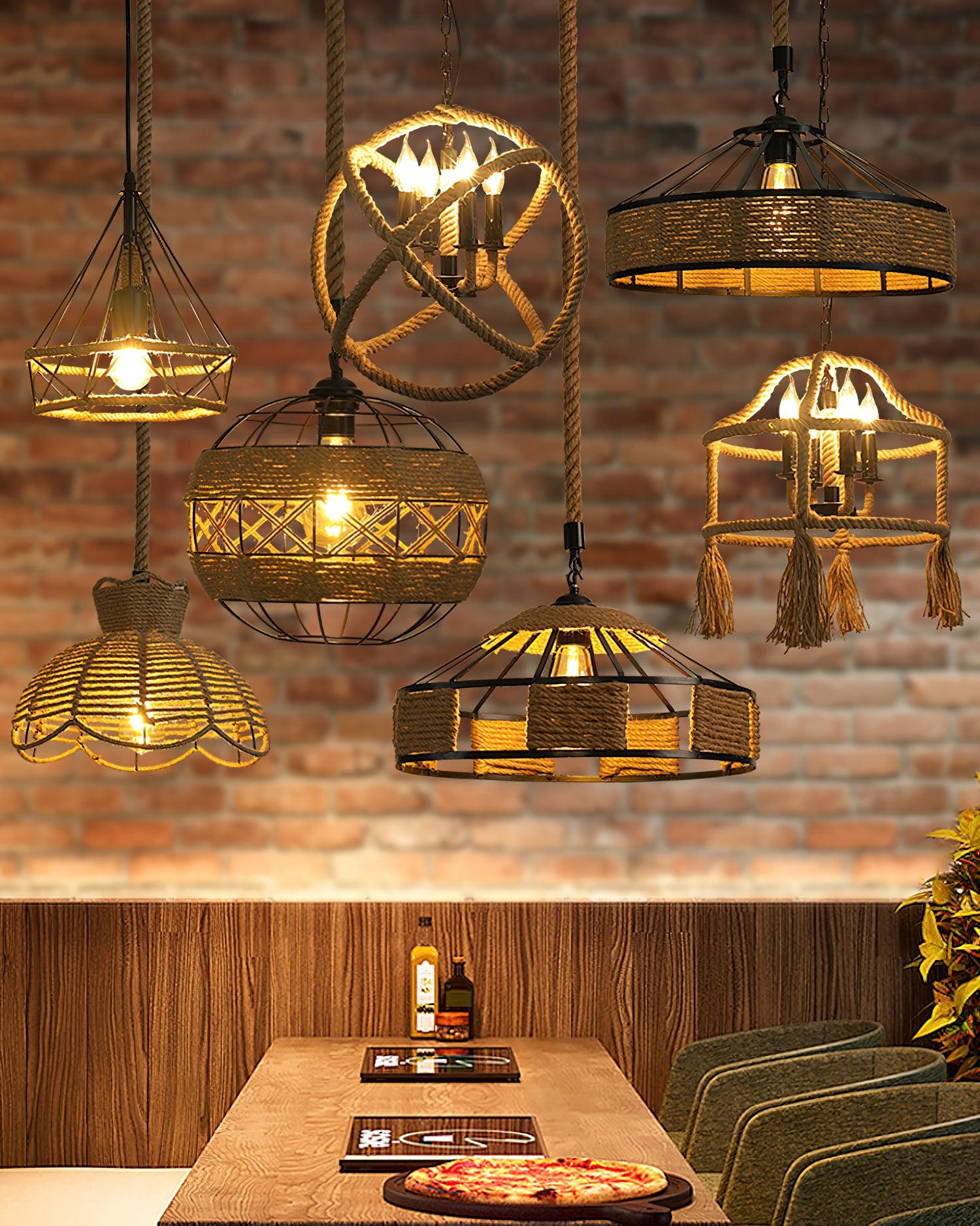 Retro Hemp Rope Exquisite Pendant Light - Blowlighting
