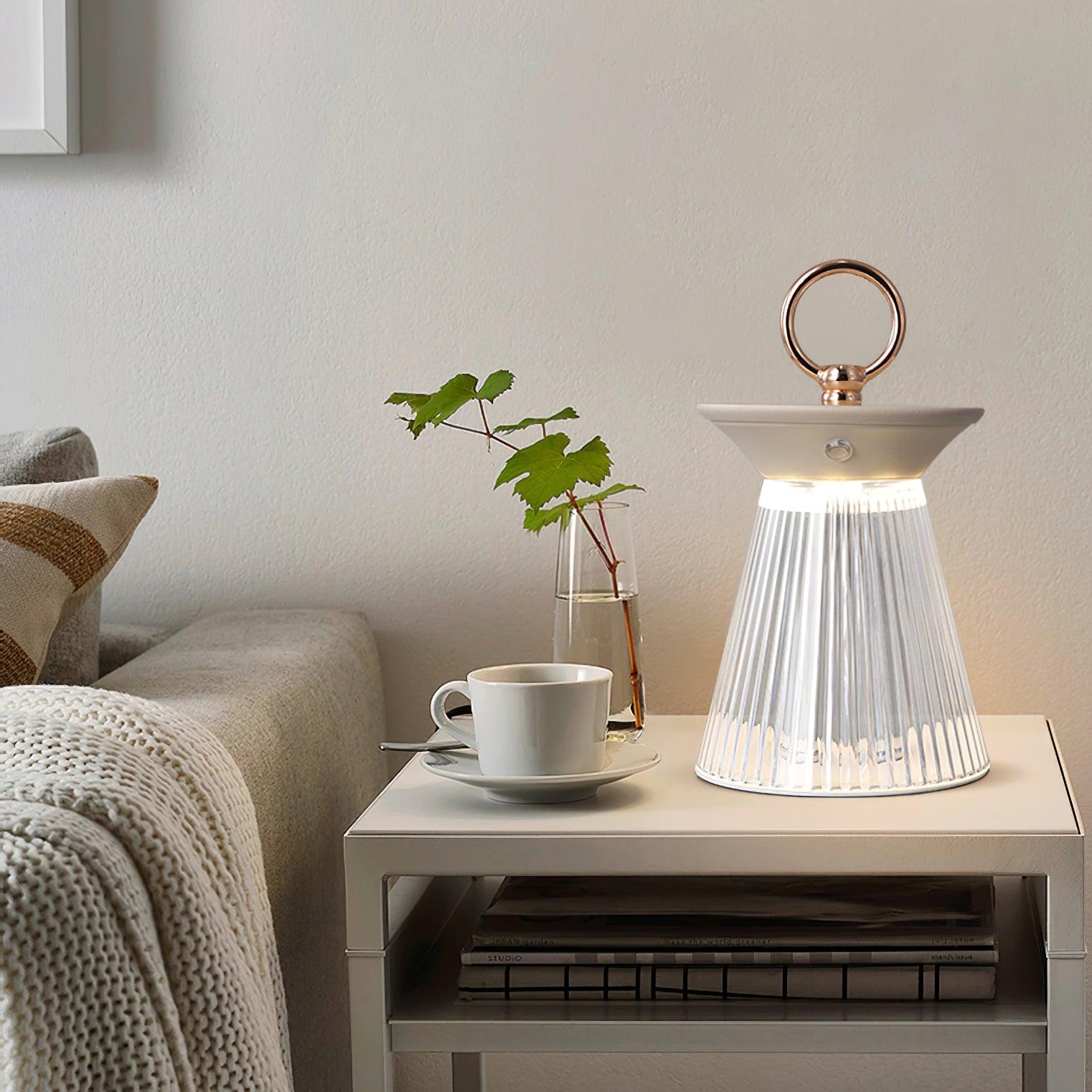 Ribbed Acrylic Built-in Battery Table Lamp - Blowlighting