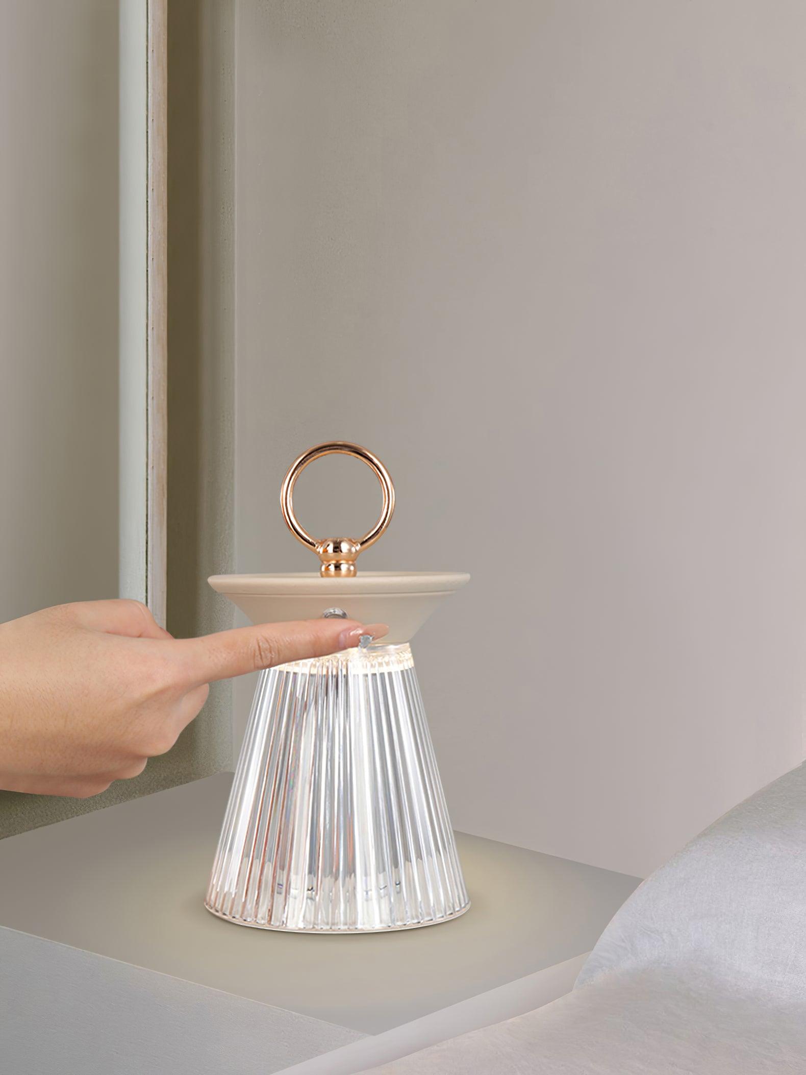 Ribbed Acrylic Built-in Battery Table Lamp - Blowlighting