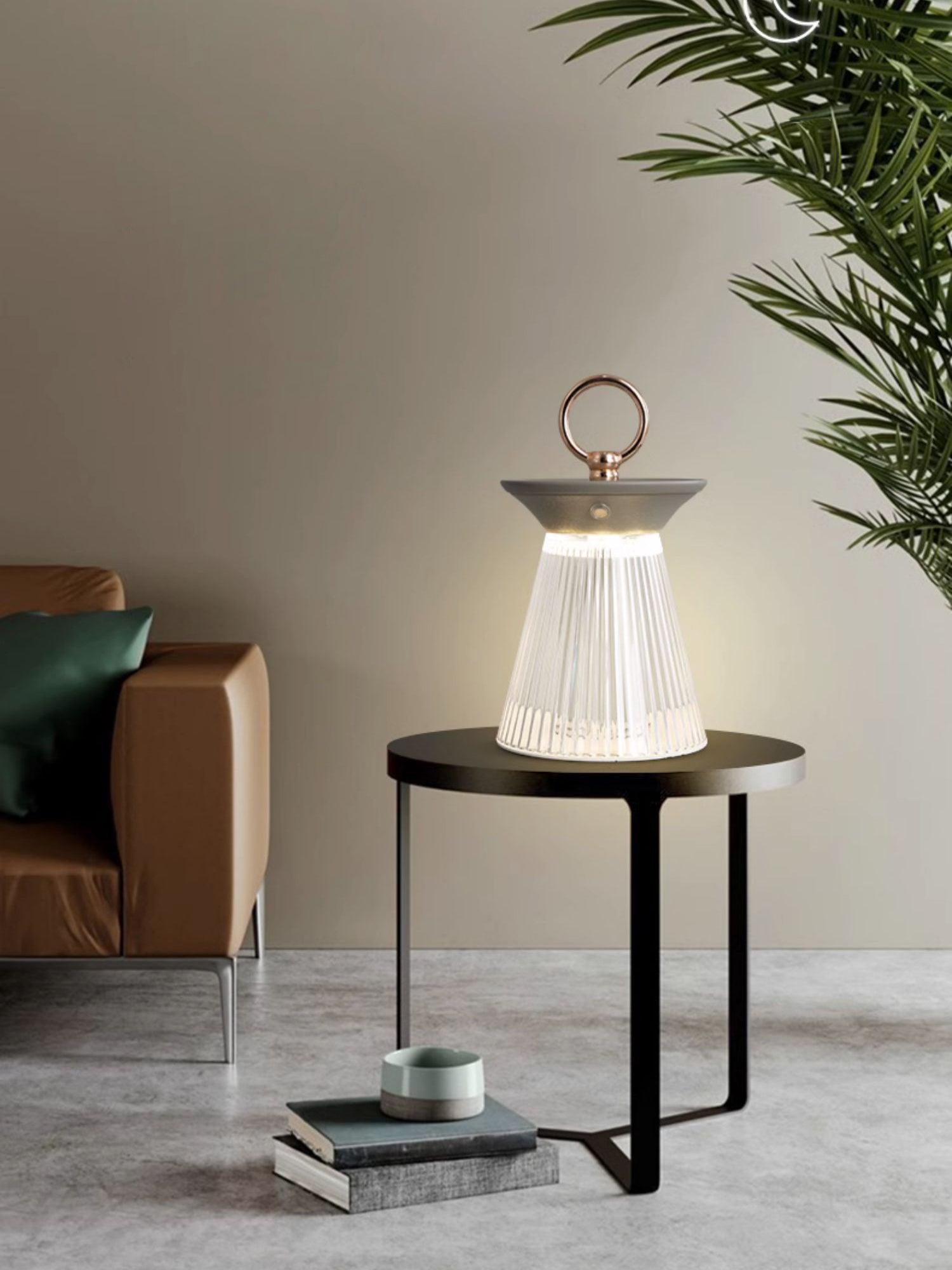 Ribbed Acrylic Built-in Battery Table Lamp - Blowlighting