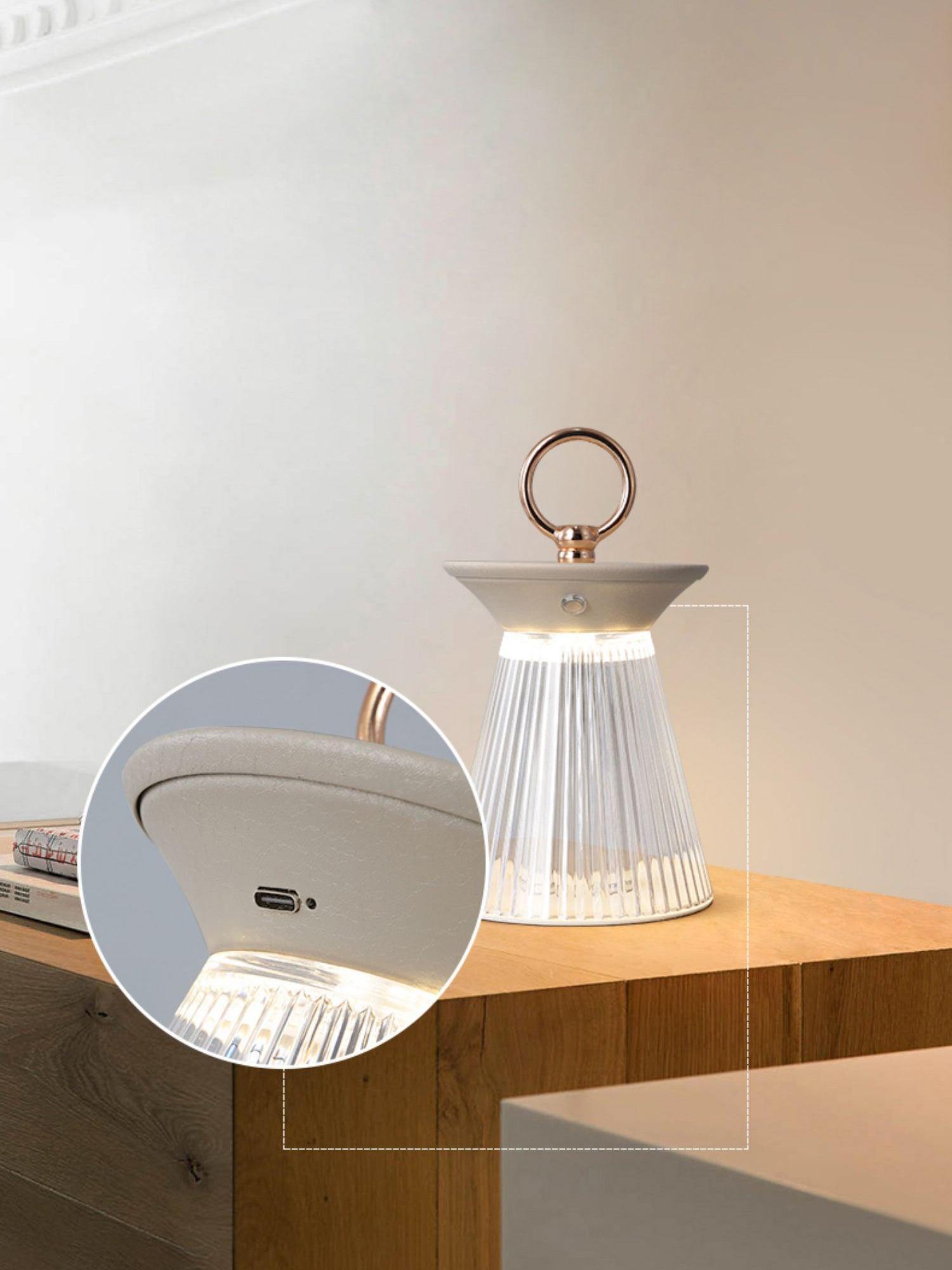 Ribbed Acrylic Built-in Battery Table Lamp - Blowlighting