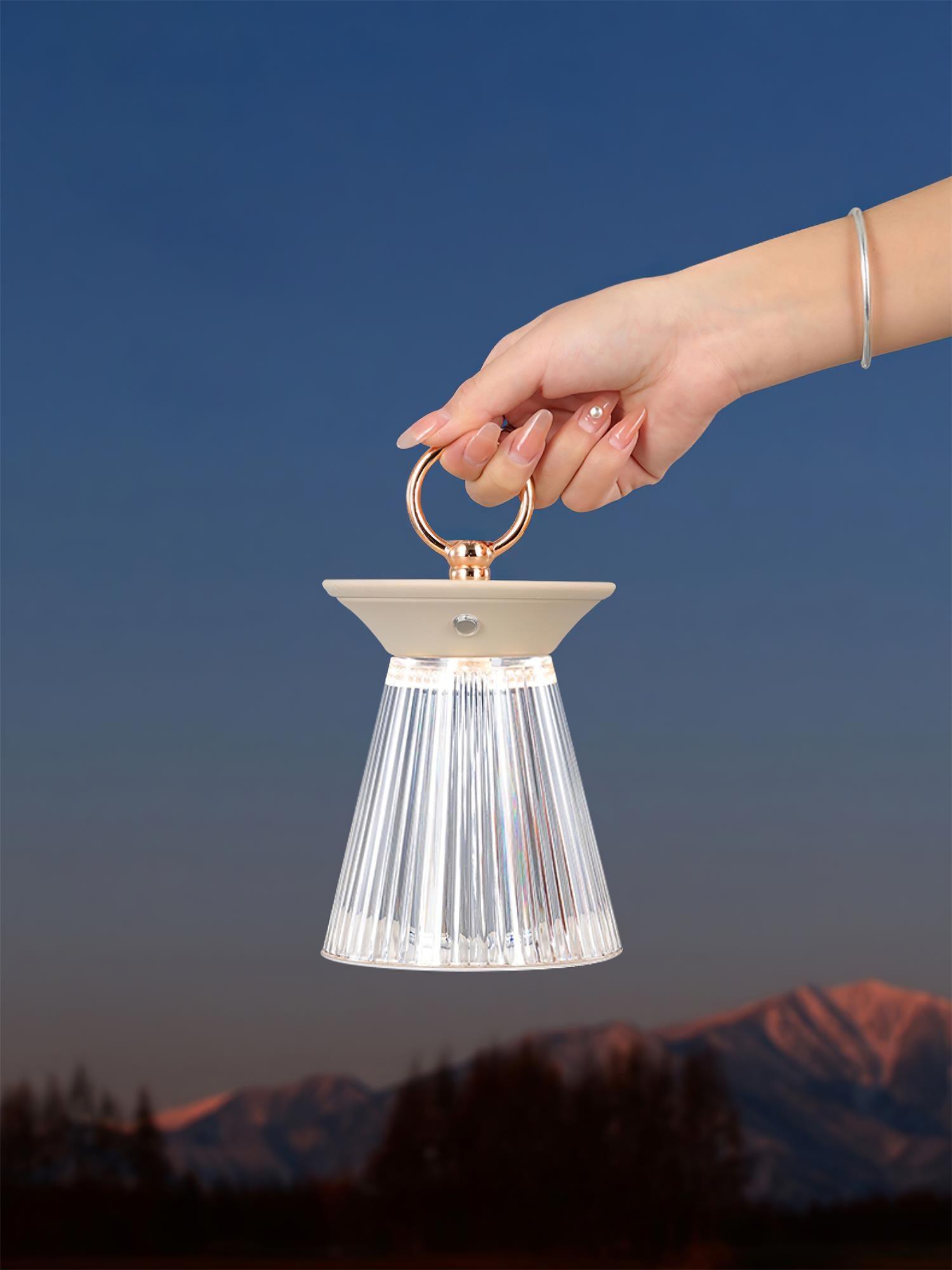 Ribbed Acrylic Built-in Battery Table Lamp - Blowlighting