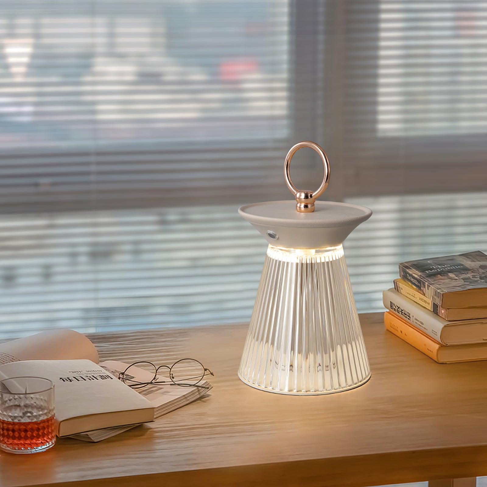 Ribbed Acrylic Built-in Battery Table Lamp - Blowlighting
