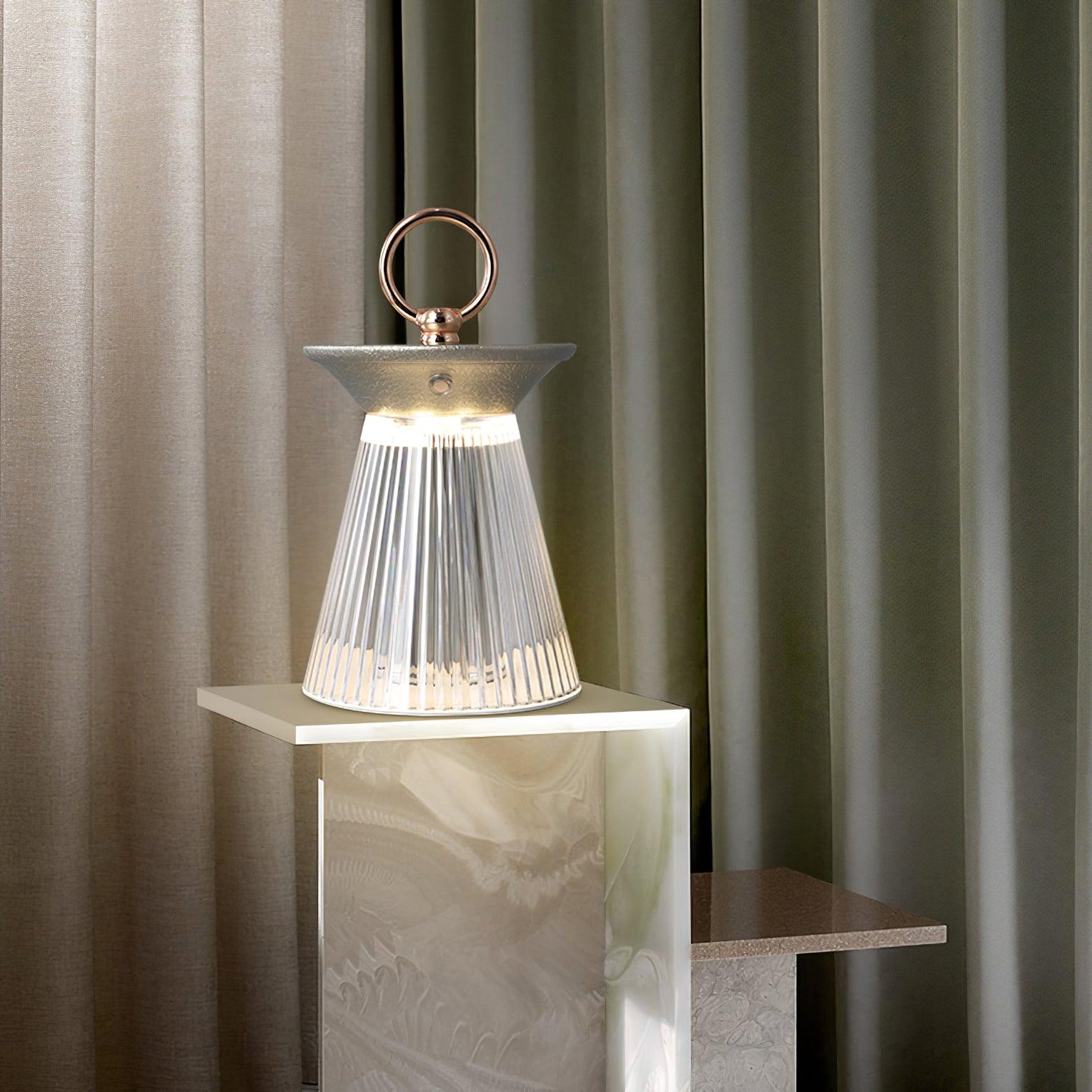 Ribbed Acrylic Built-in Battery Table Lamp - Blowlighting