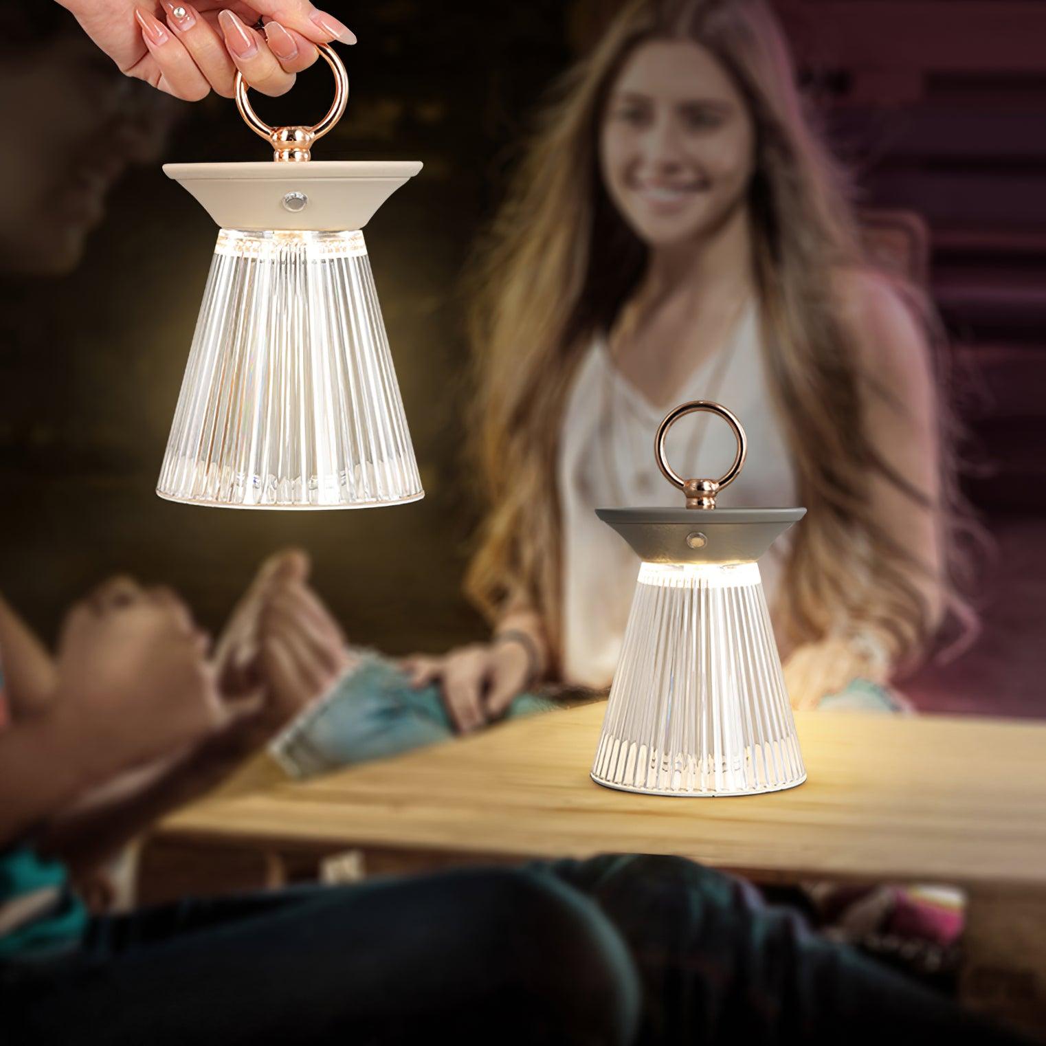 Ribbed Acrylic Built-in Battery Table Lamp - Blowlighting