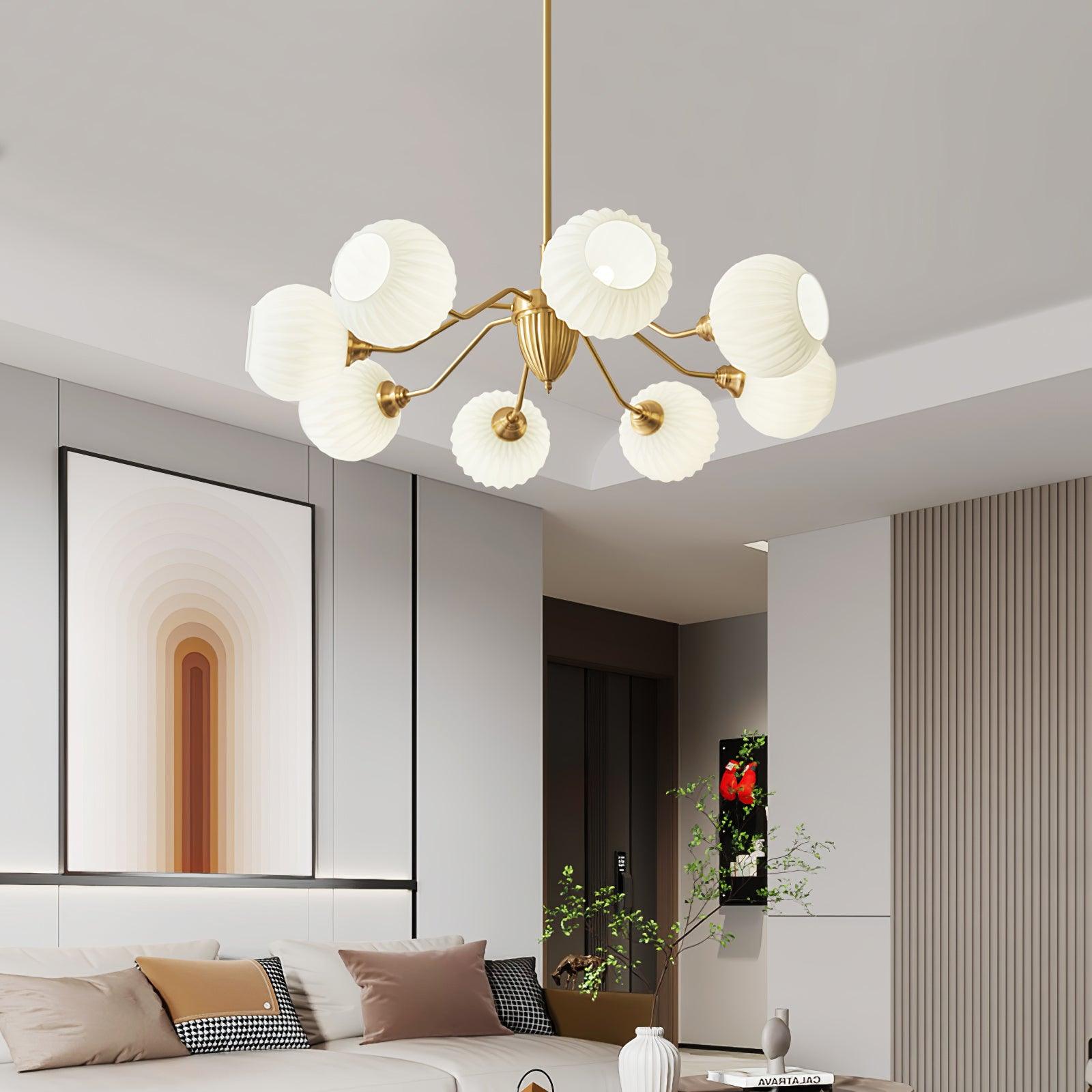 Ribbed Glass Ball Chandelier - Blowlighting