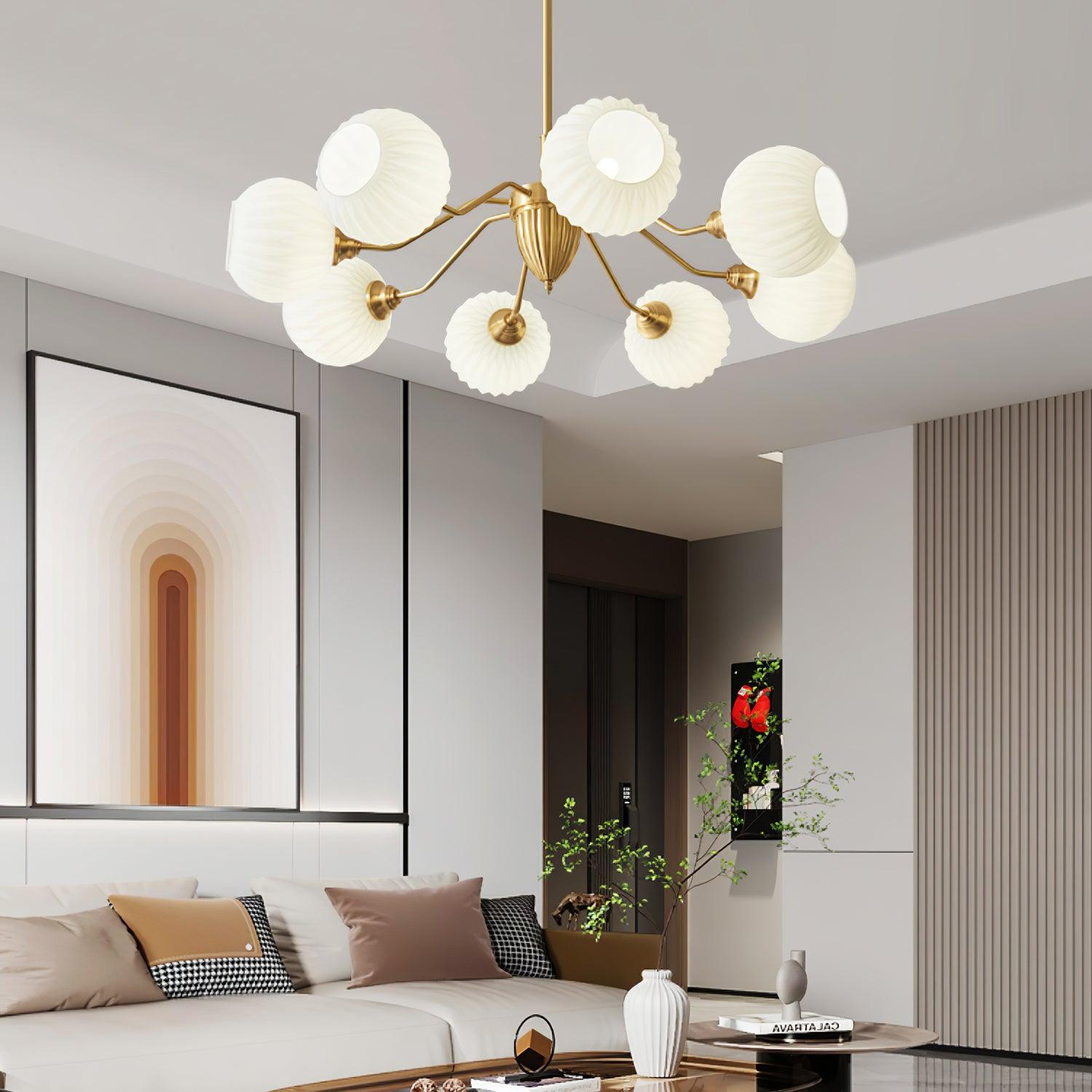 Ribbed Glass Ball Chandelier - Blowlighting