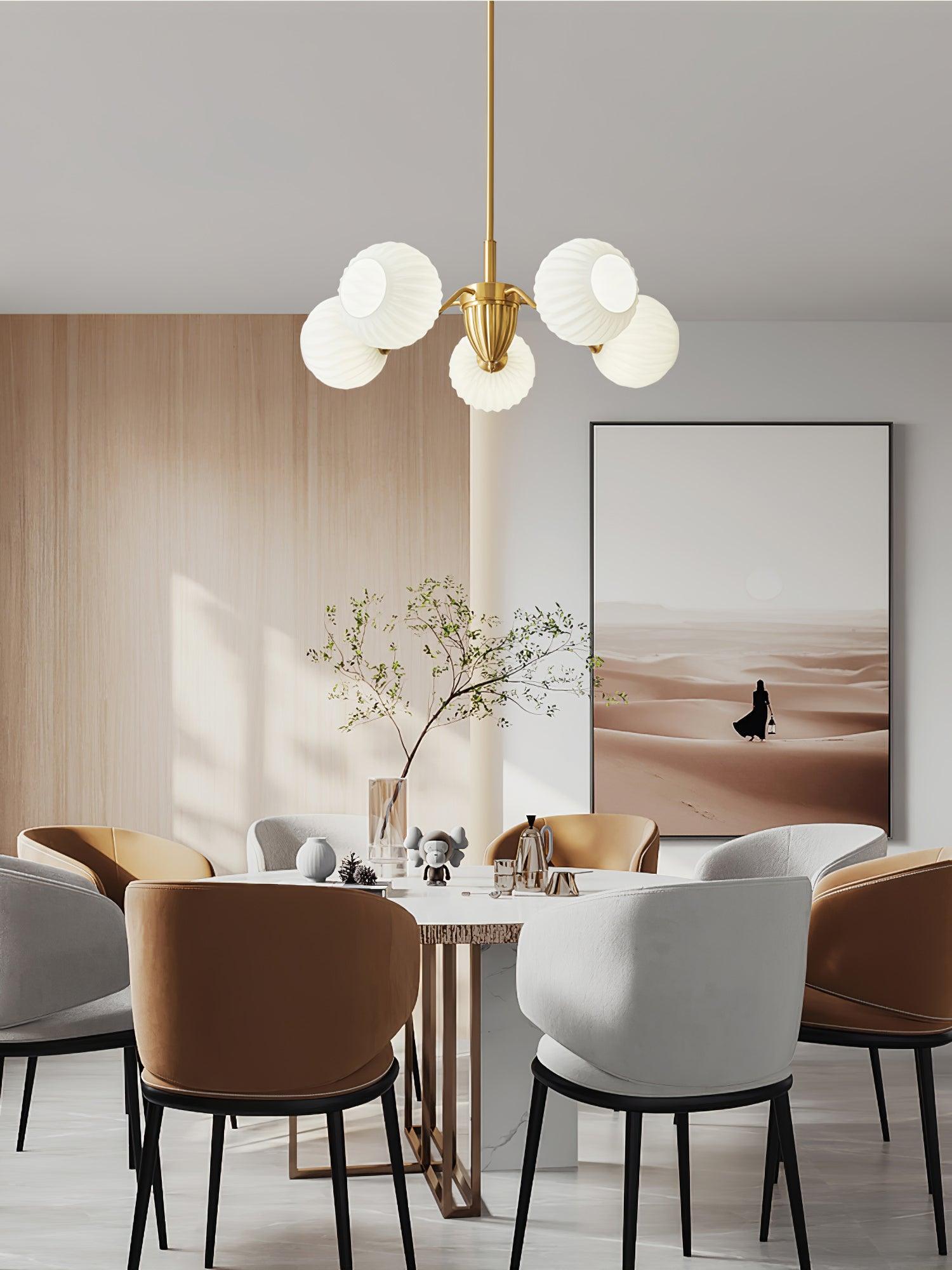 Ribbed Glass Ball Chandelier - Blowlighting