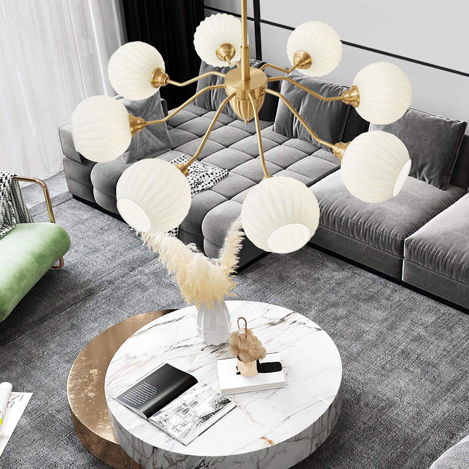 Ribbed Glass Ball Chandelier - Blowlighting