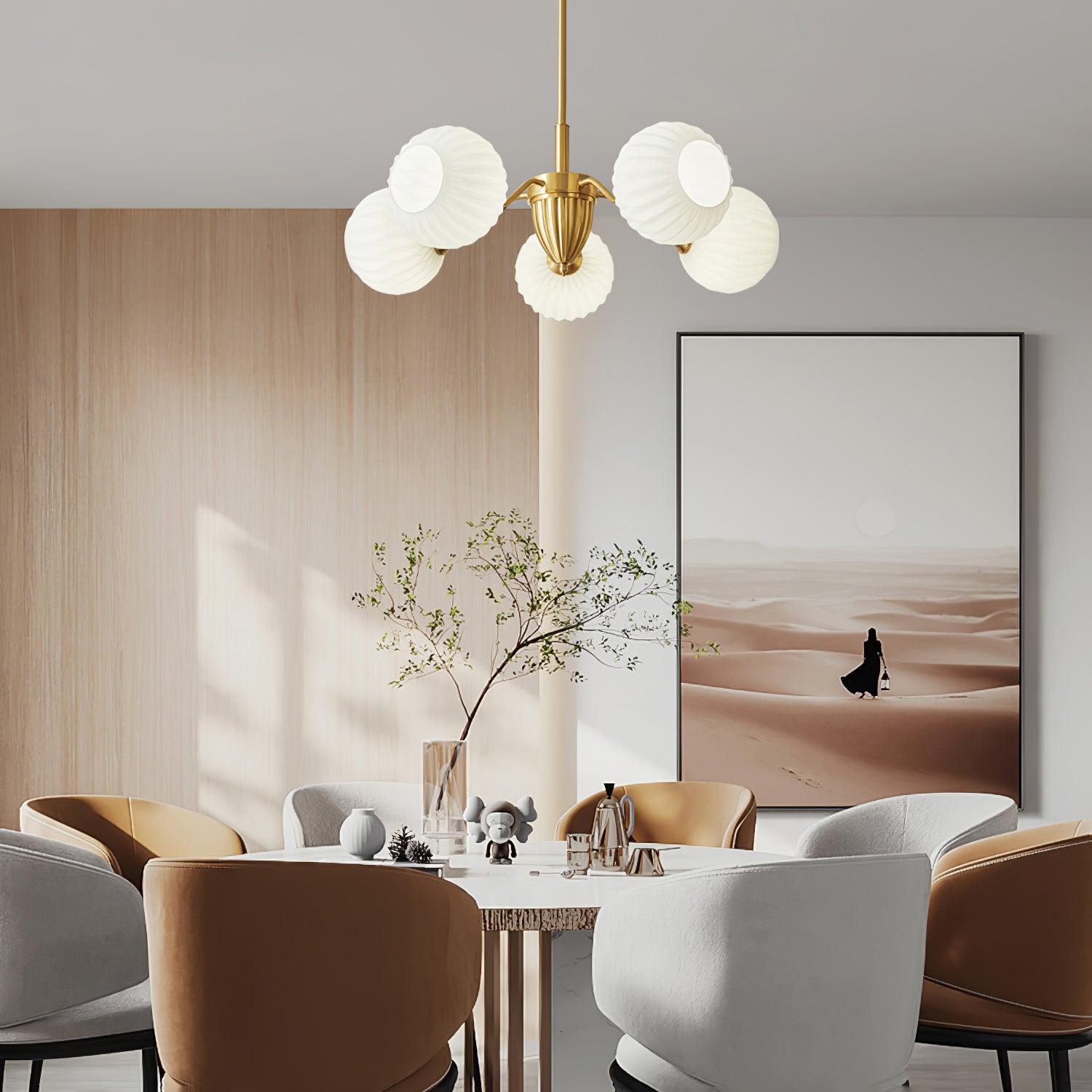 Ribbed Glass Ball Chandelier - Blowlighting