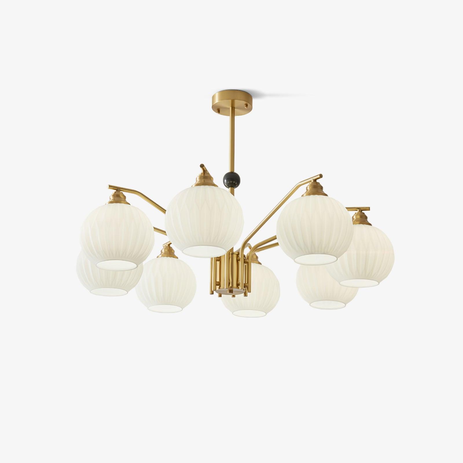 Ribbed Glass Gold Chandelier - Blowlighting