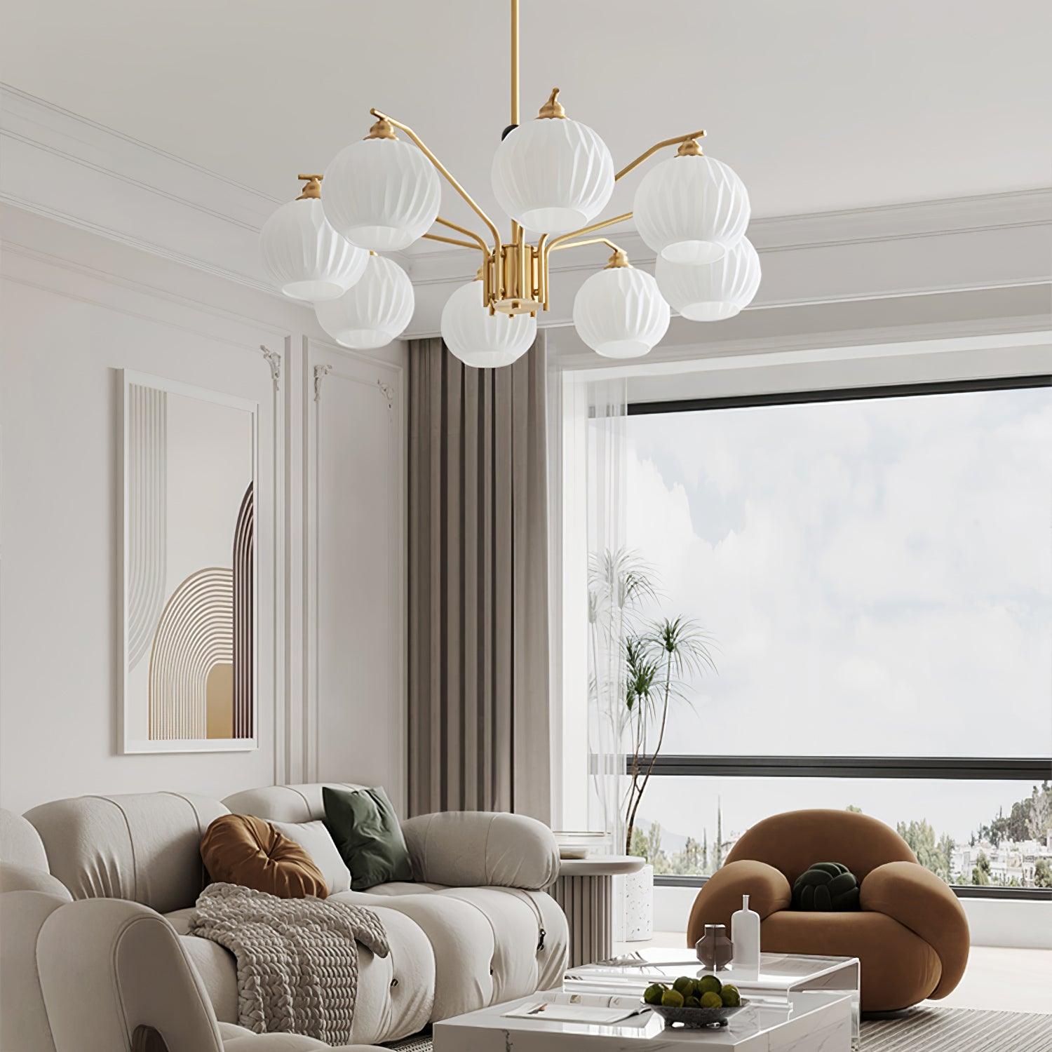Ribbed Glass Gold Chandelier - Blowlighting