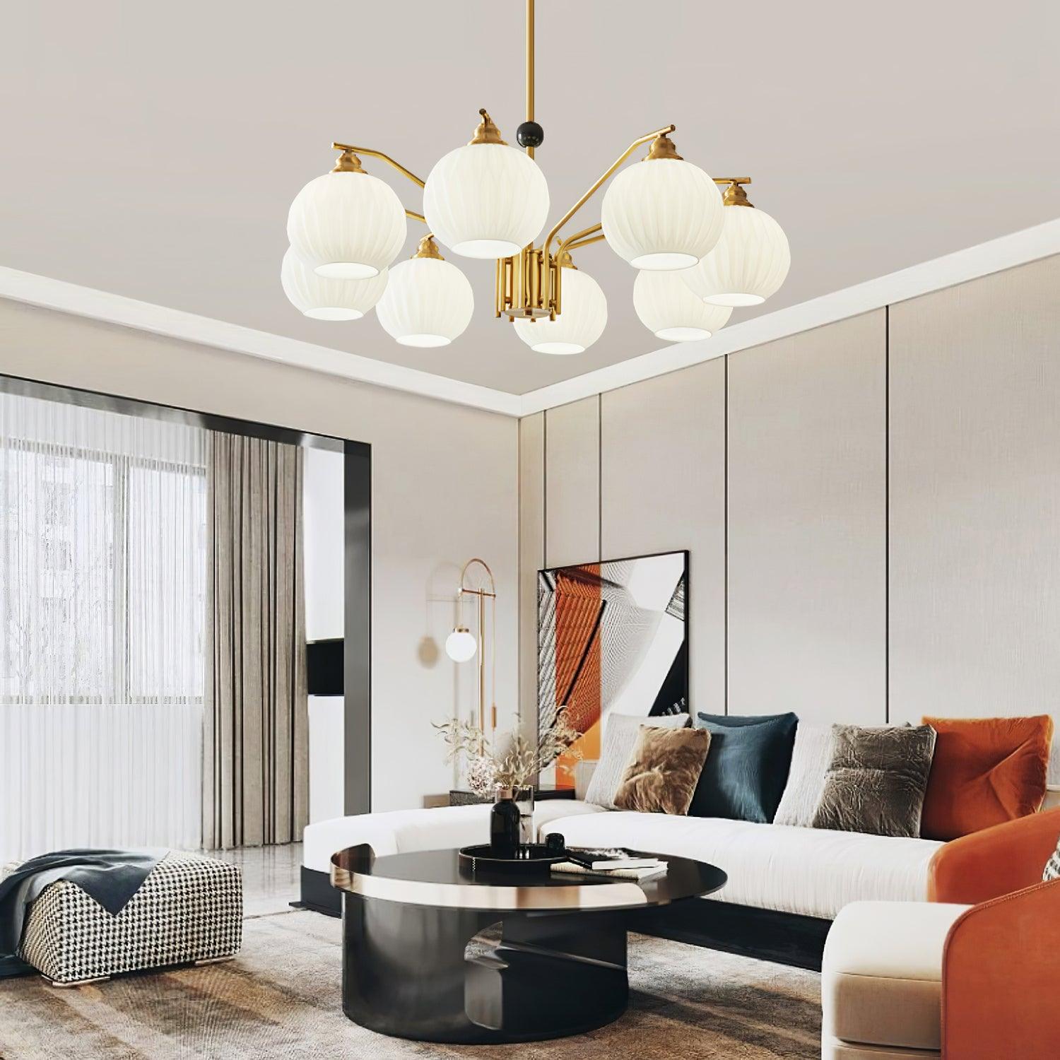 Ribbed Glass Gold Chandelier - Blowlighting