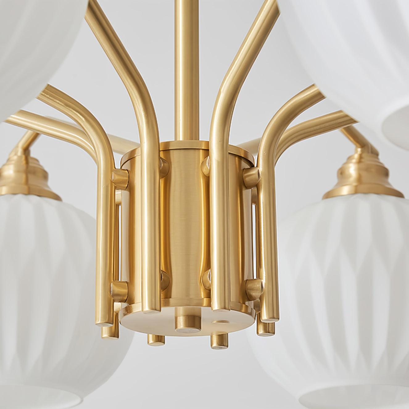 Ribbed Glass Gold Chandelier - Blowlighting