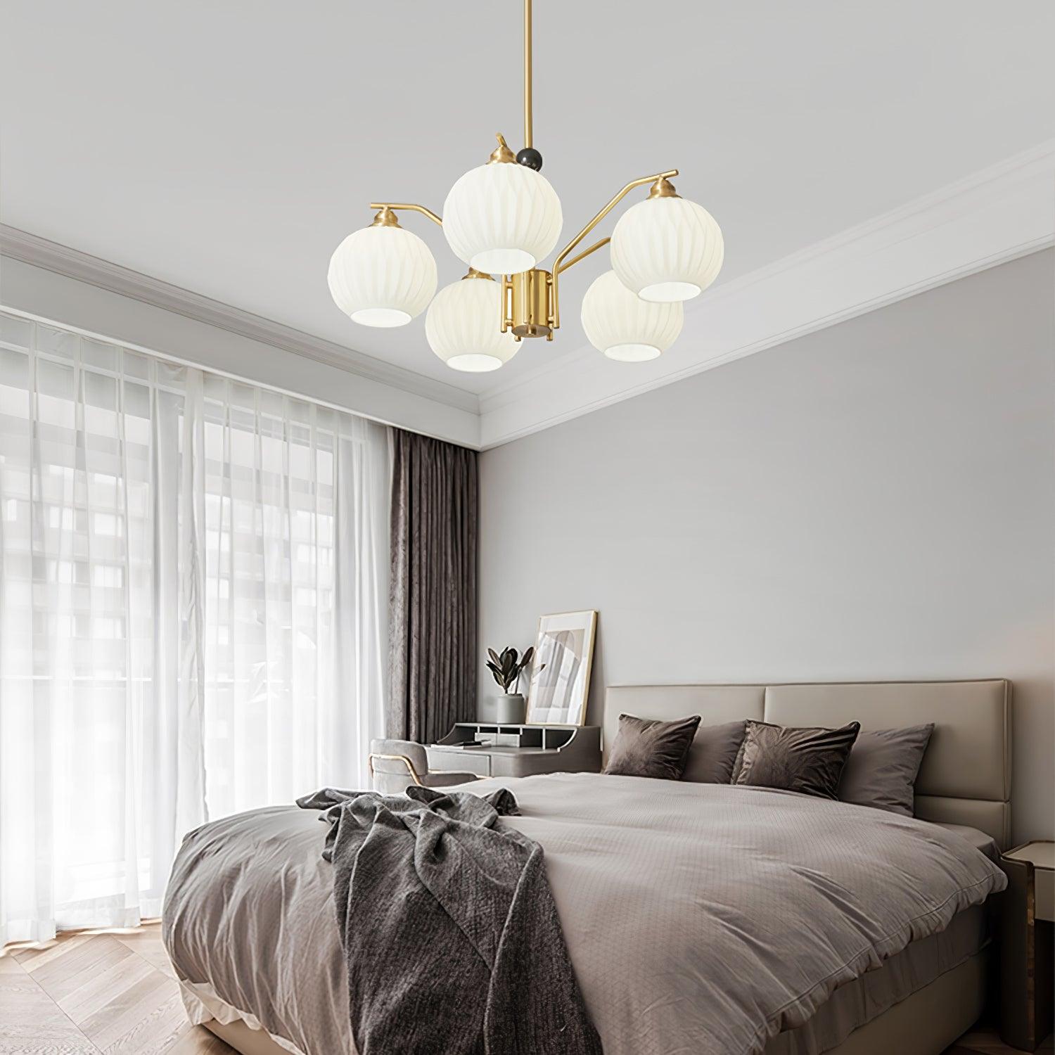 Ribbed Glass Gold Chandelier - Blowlighting