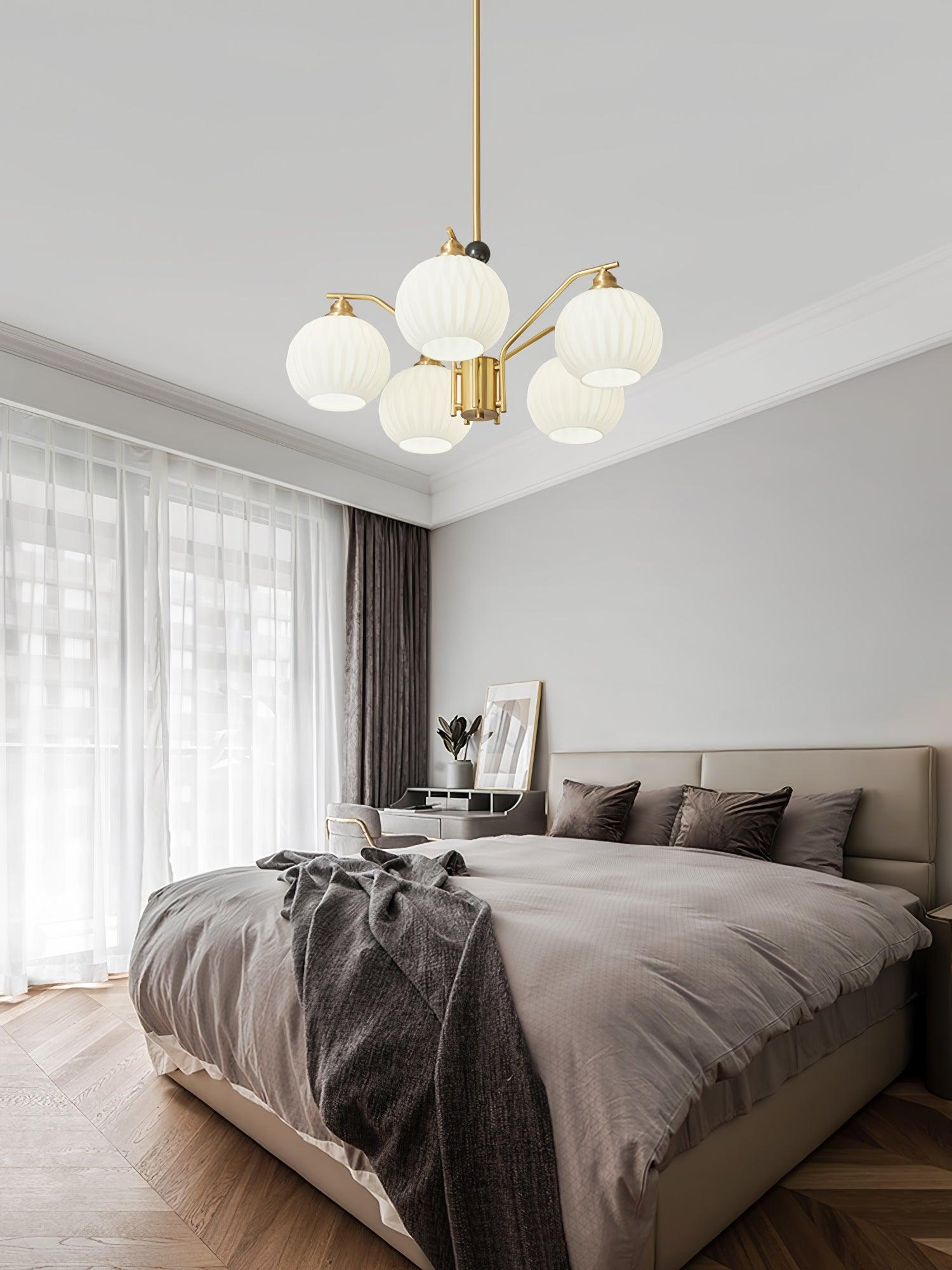 Ribbed Glass Gold Chandelier - Blowlighting