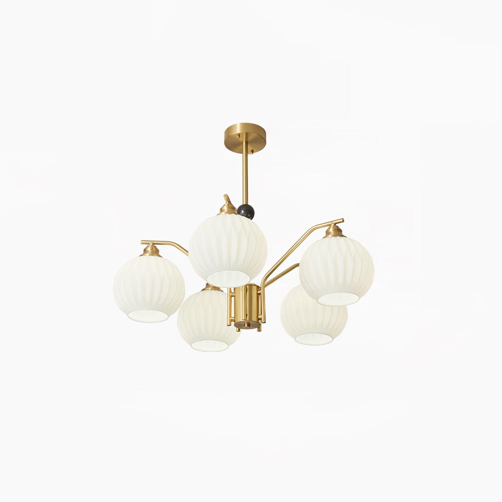 Ribbed Glass Gold Chandelier - Blowlighting