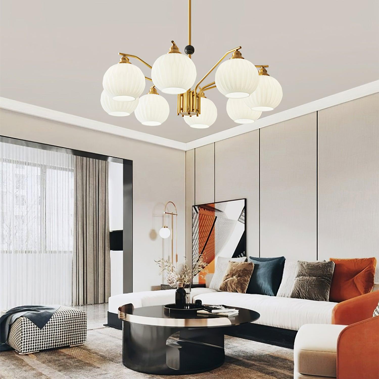 Ribbed Glass Gold Chandelier - Blowlighting