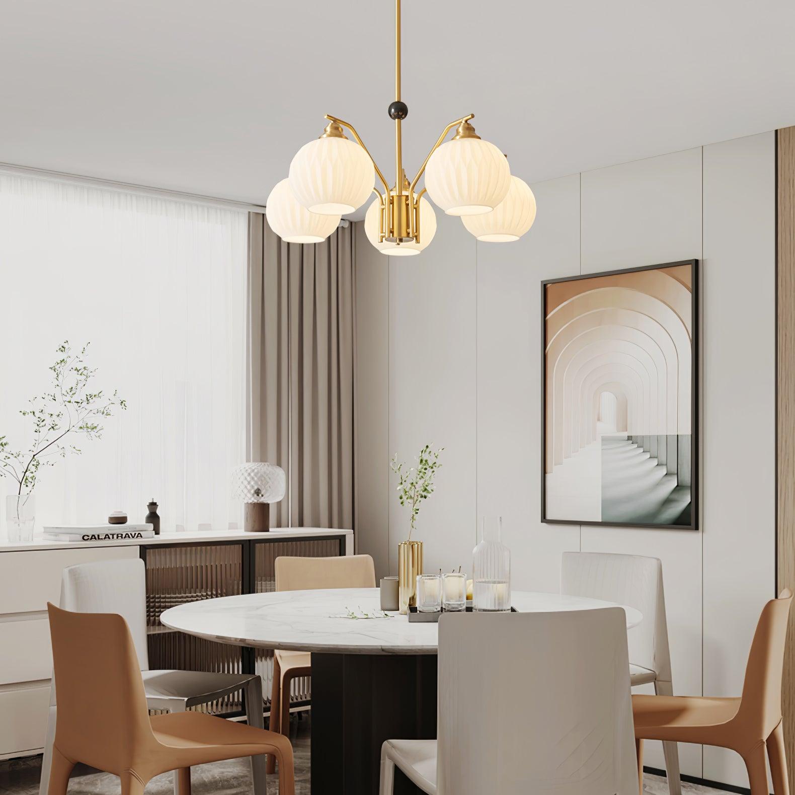 Ribbed Glass Gold Chandelier - Blowlighting
