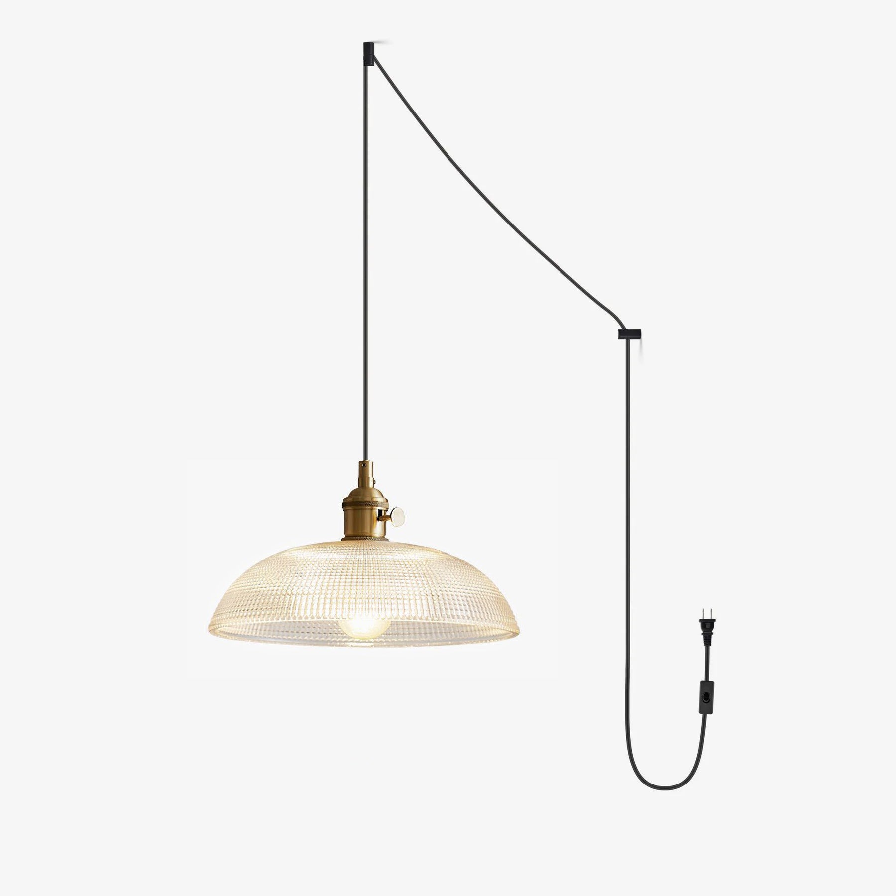 Ribbed Spiral Pendant Swag Light - Blowlighting