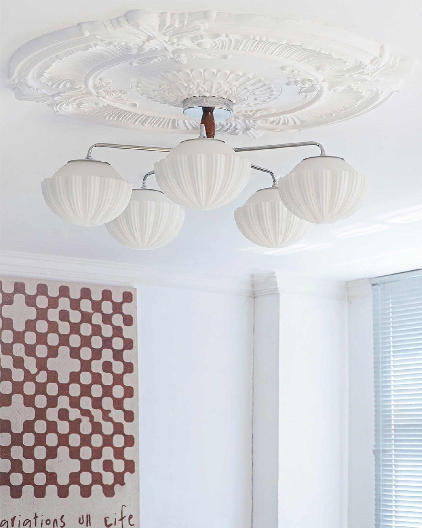 Ribbed Walnut Ceiling Lamp - Blowlighting