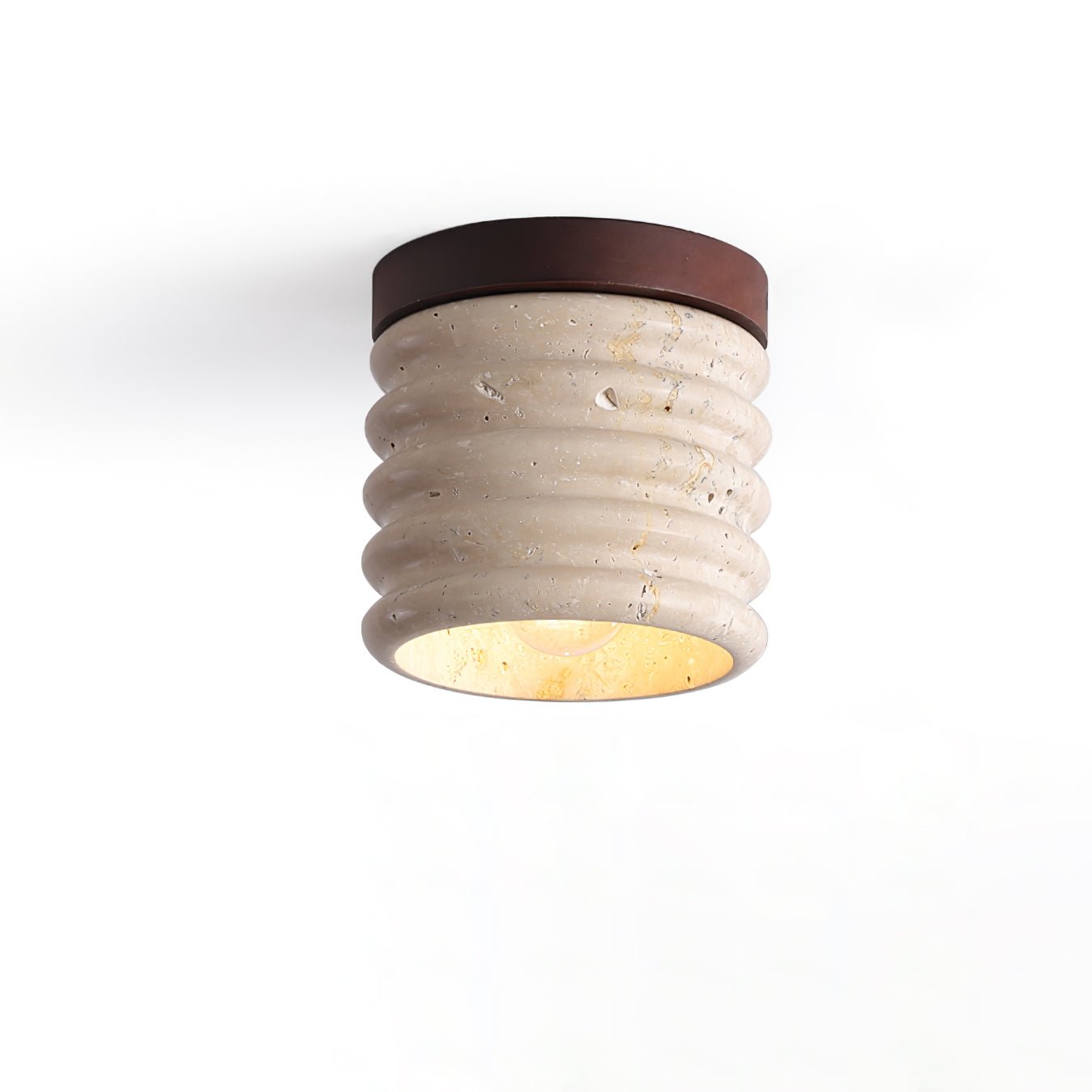 Vomaran Fluted Cylinder Travertine Ceiling Light - Blowlighting