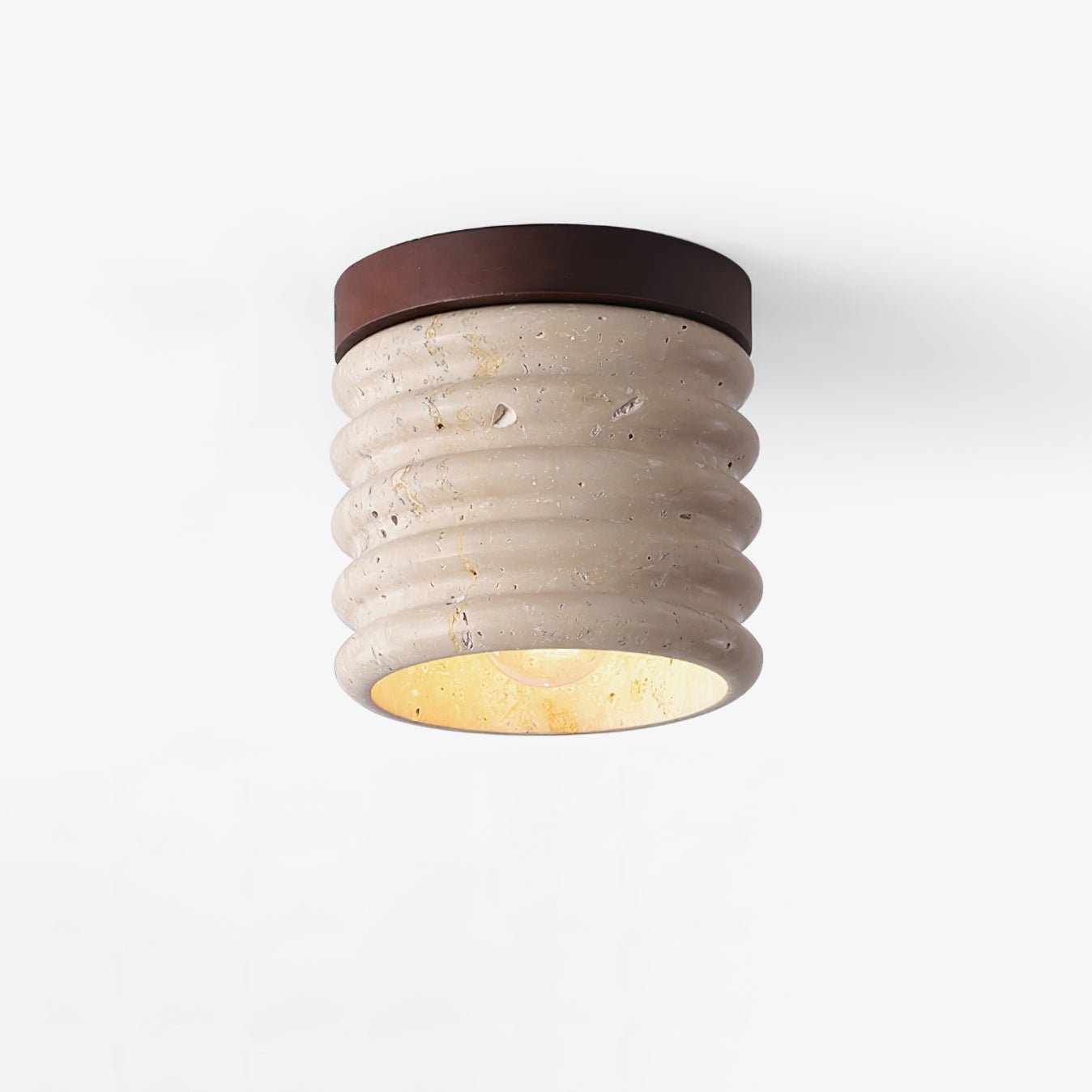 Vomaran Fluted Cylinder Travertine Ceiling Light - Blowlighting