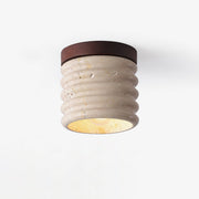 Vomaran Fluted Cylinder Travertine Ceiling Light - Blowlighting