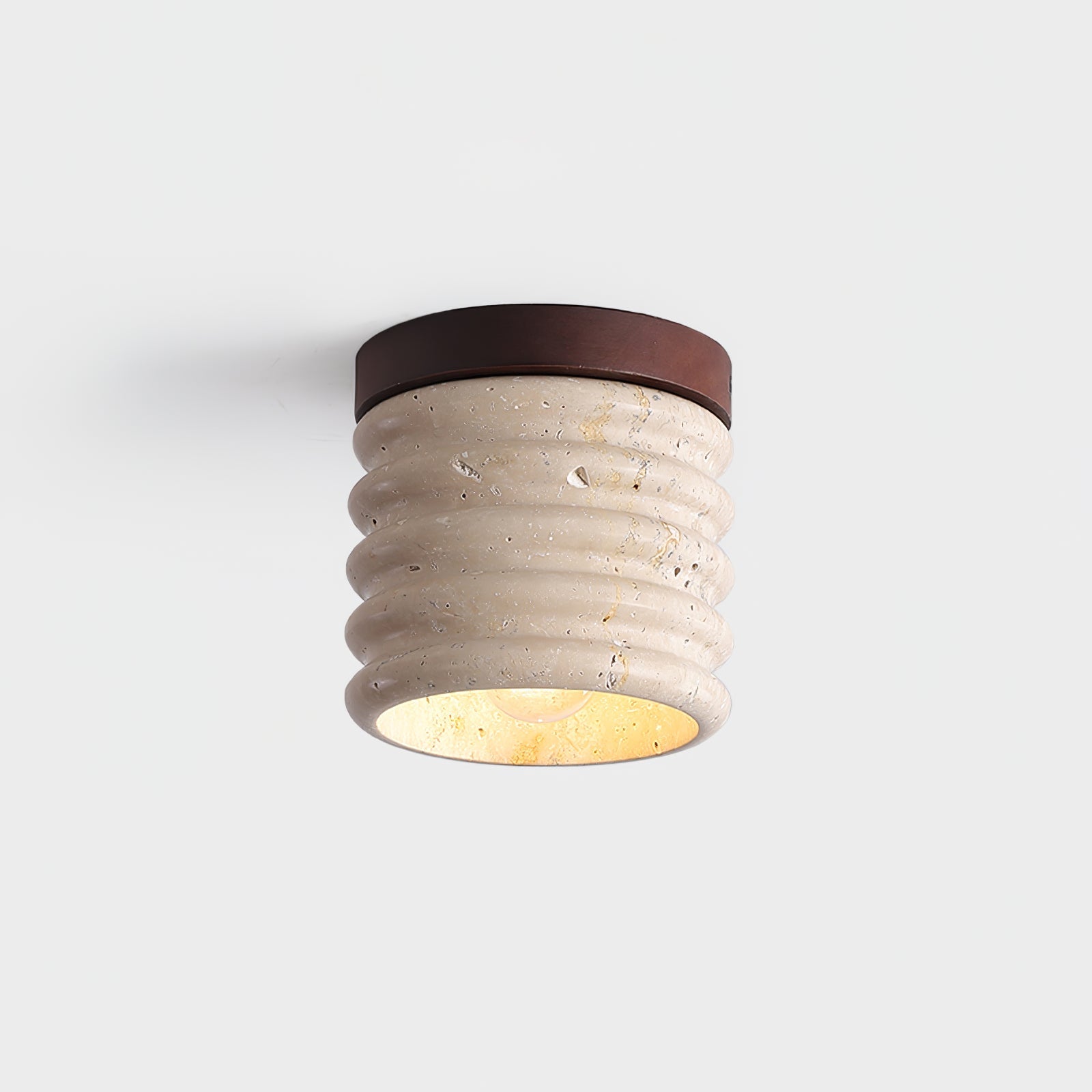 Vomaran Fluted Cylinder Travertine Ceiling Light - Blowlighting
