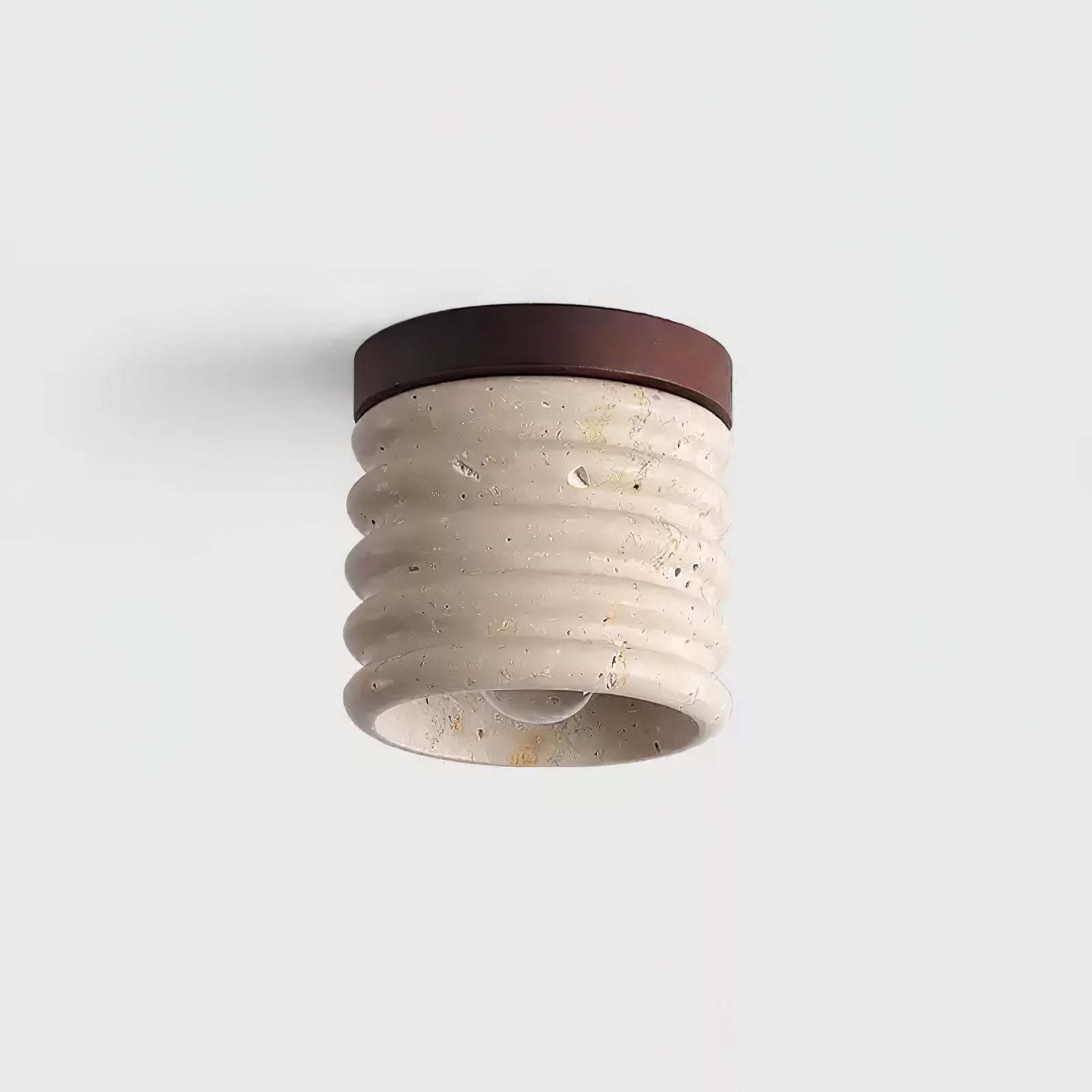 Vomaran Fluted Cylinder Travertine Ceiling Light - Blowlighting