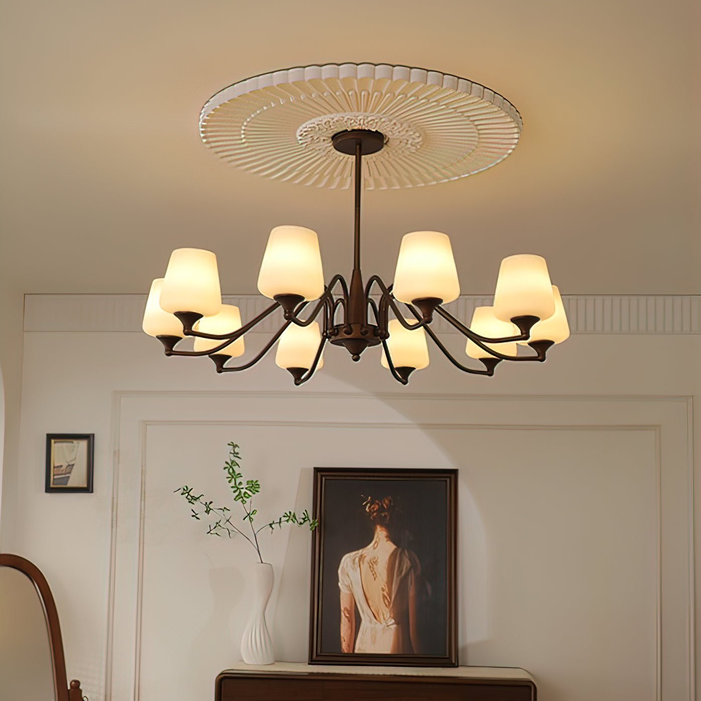 Aurora Chandelier Frosted Glass Shades - Blowlighting