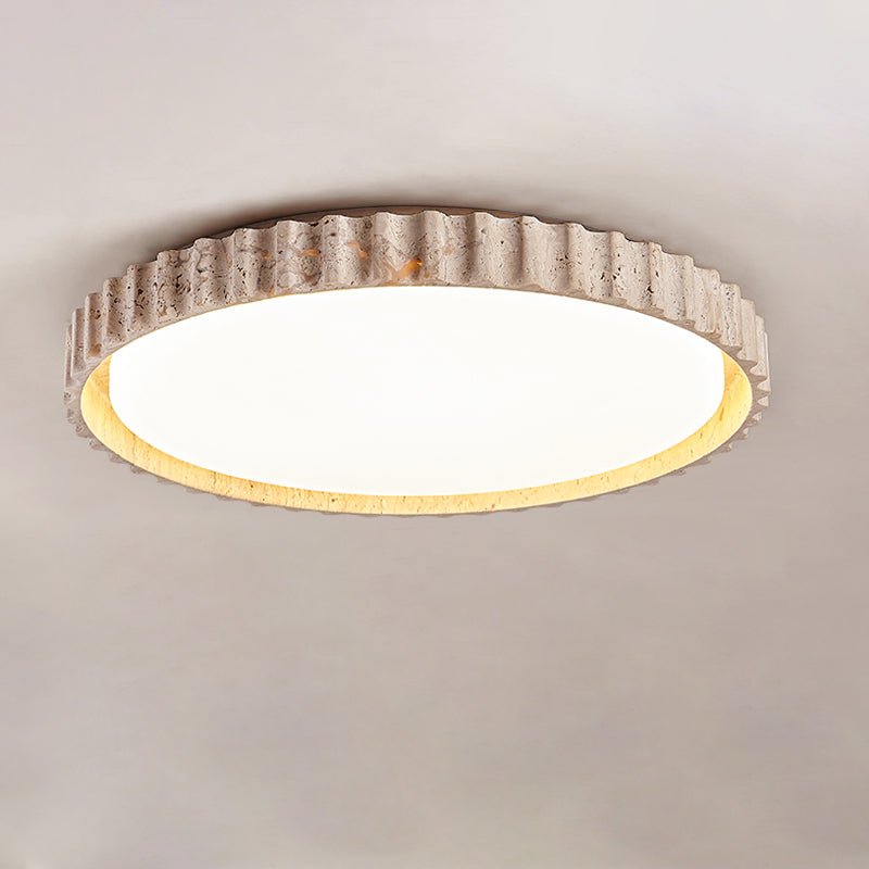 Ornorus Fluted Ring Travertine Ceiling Light - Blowlighting