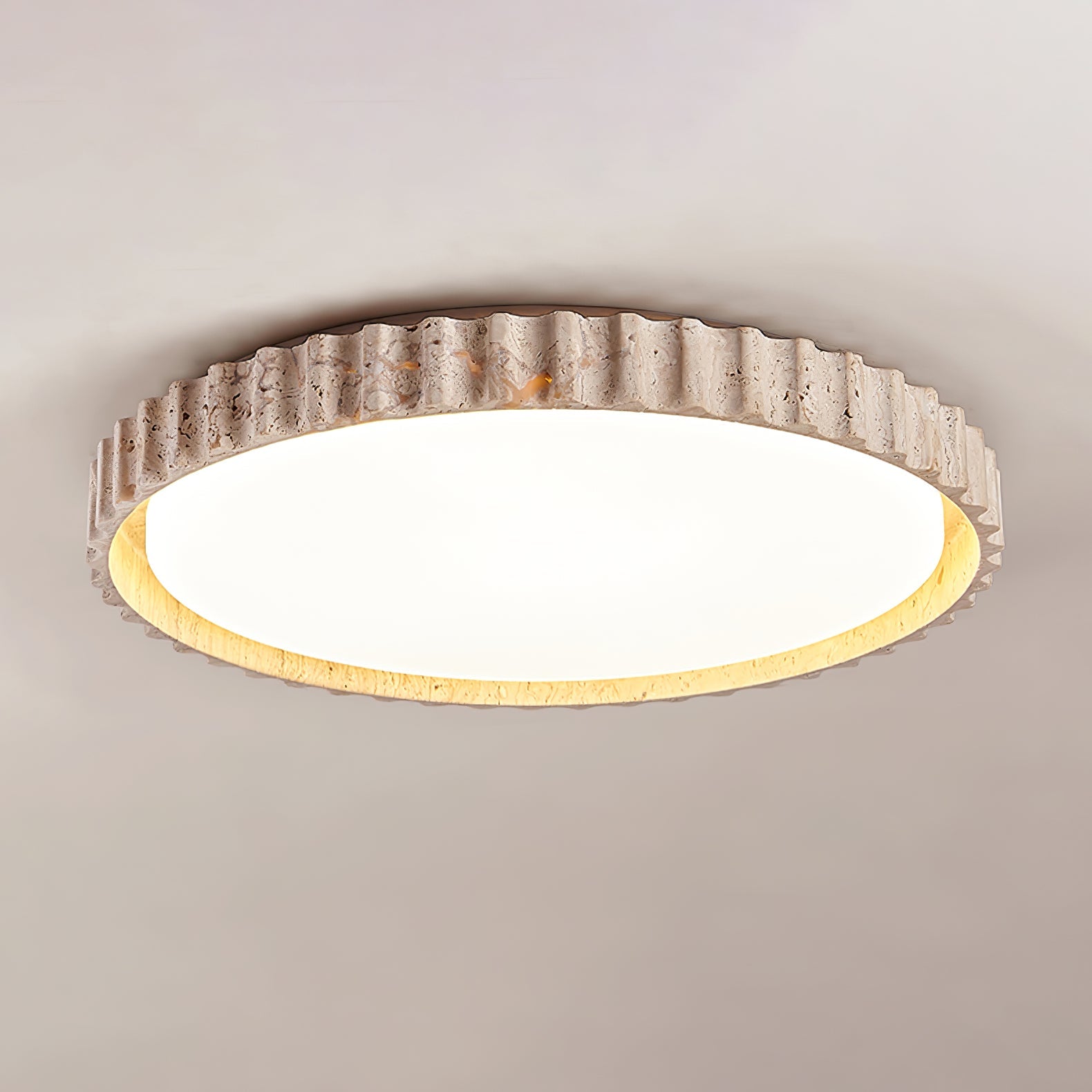 Ornorus Fluted Ring Travertine Ceiling Light - Blowlighting