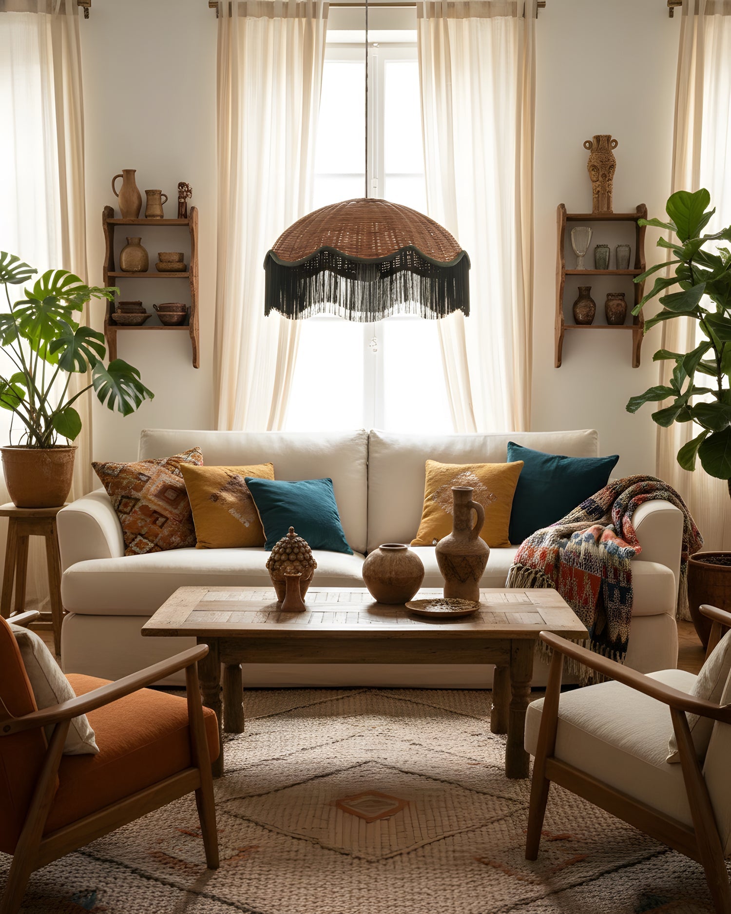 Rivara Bohemian Rattan Pendant Light