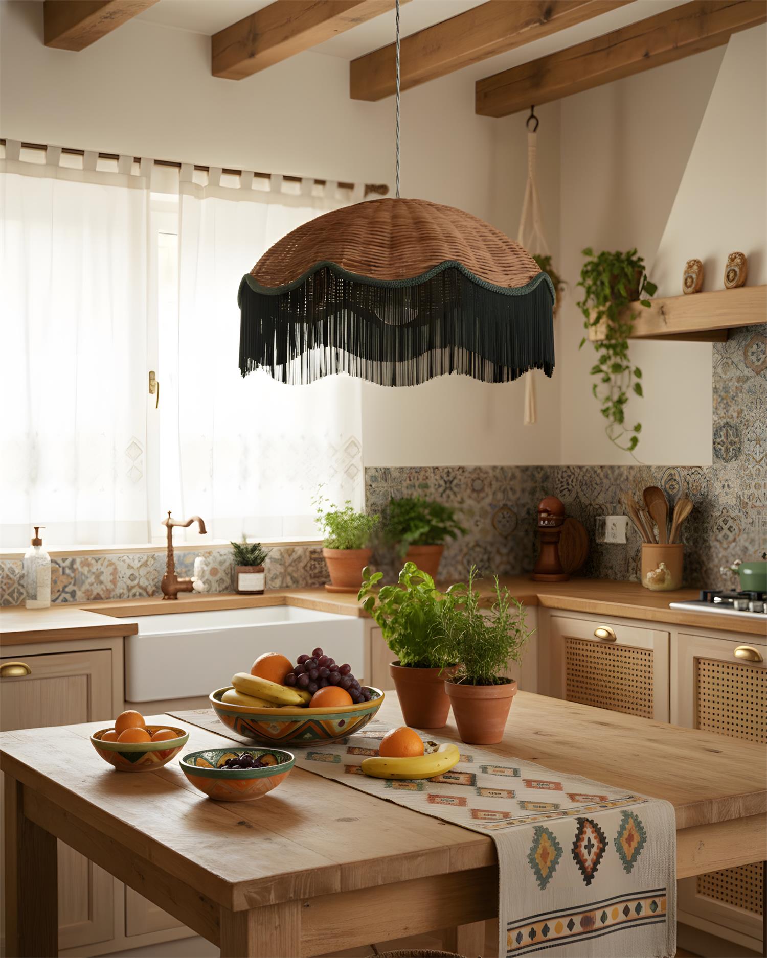 Rivara Bohemian Rattan Pendant Light