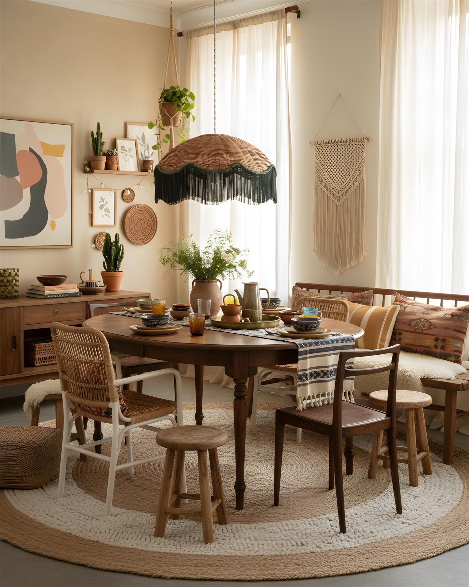 Rivara Bohemian Rattan Pendant Light