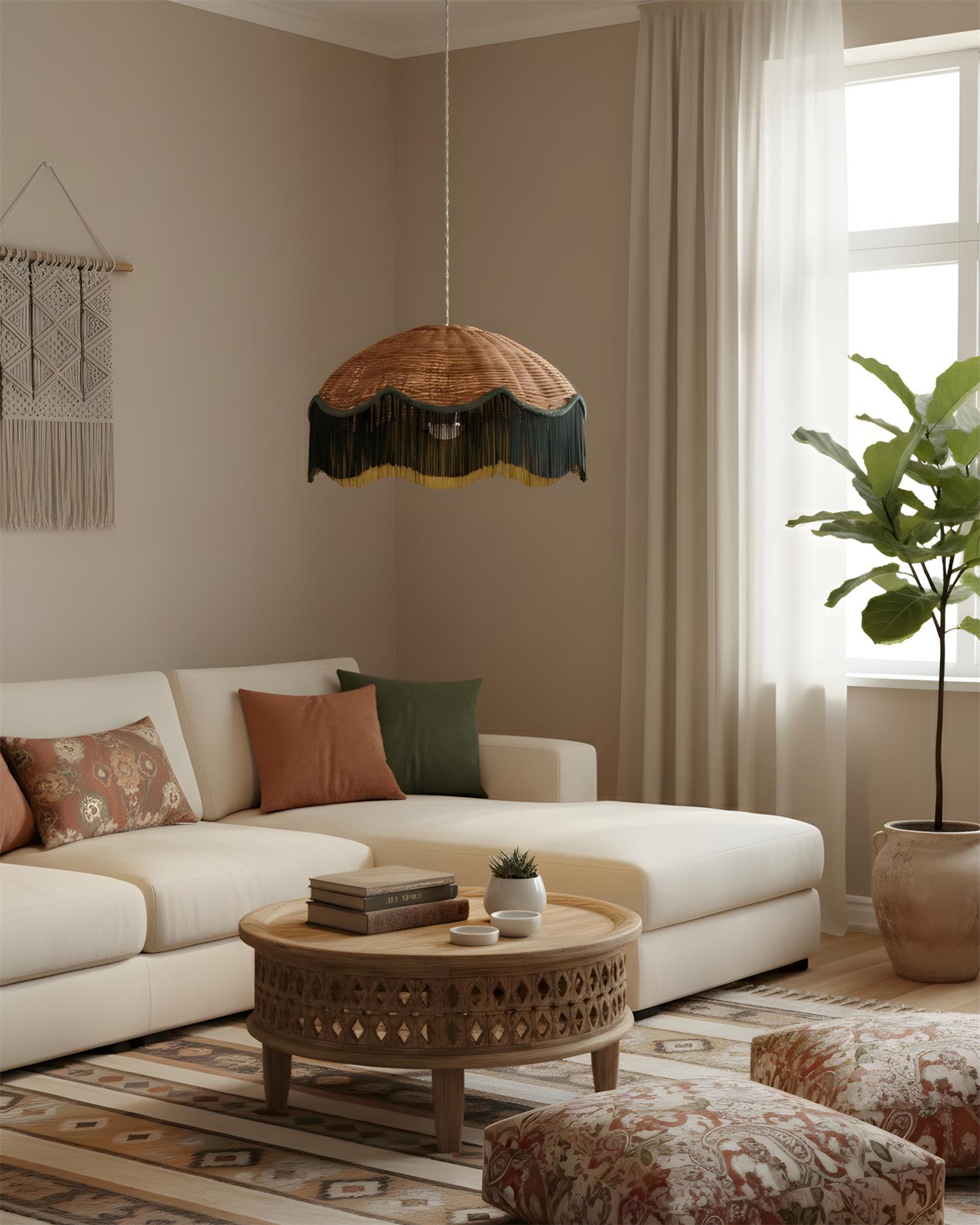 Rivara Bohemian Rattan Pendant Light