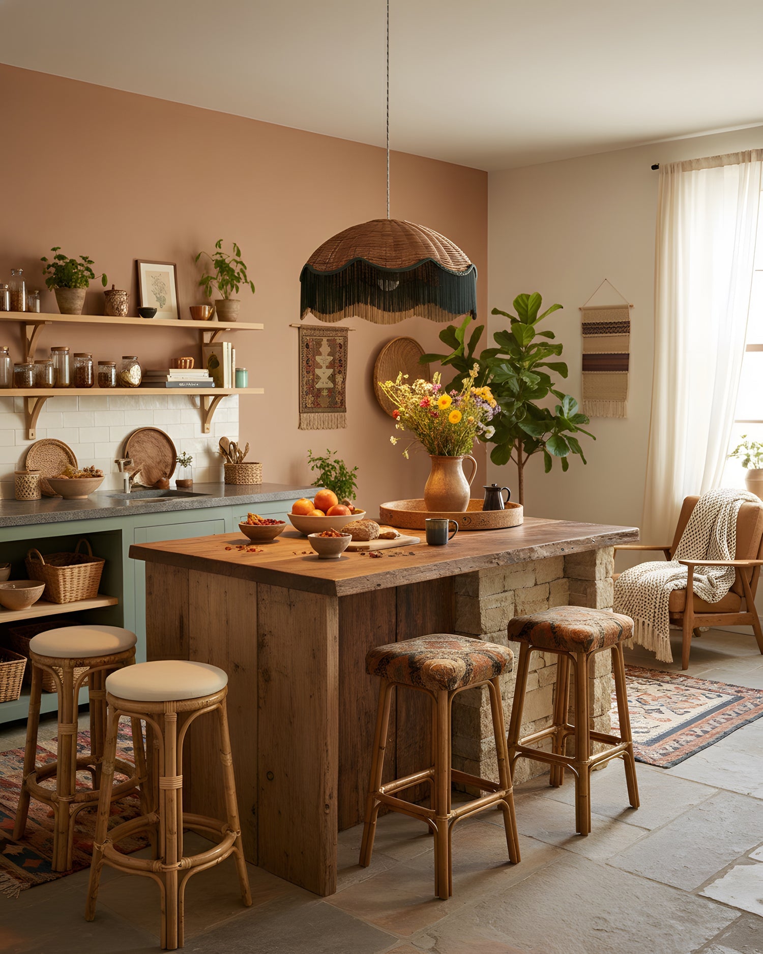 Rivara Bohemian Rattan Pendant Light