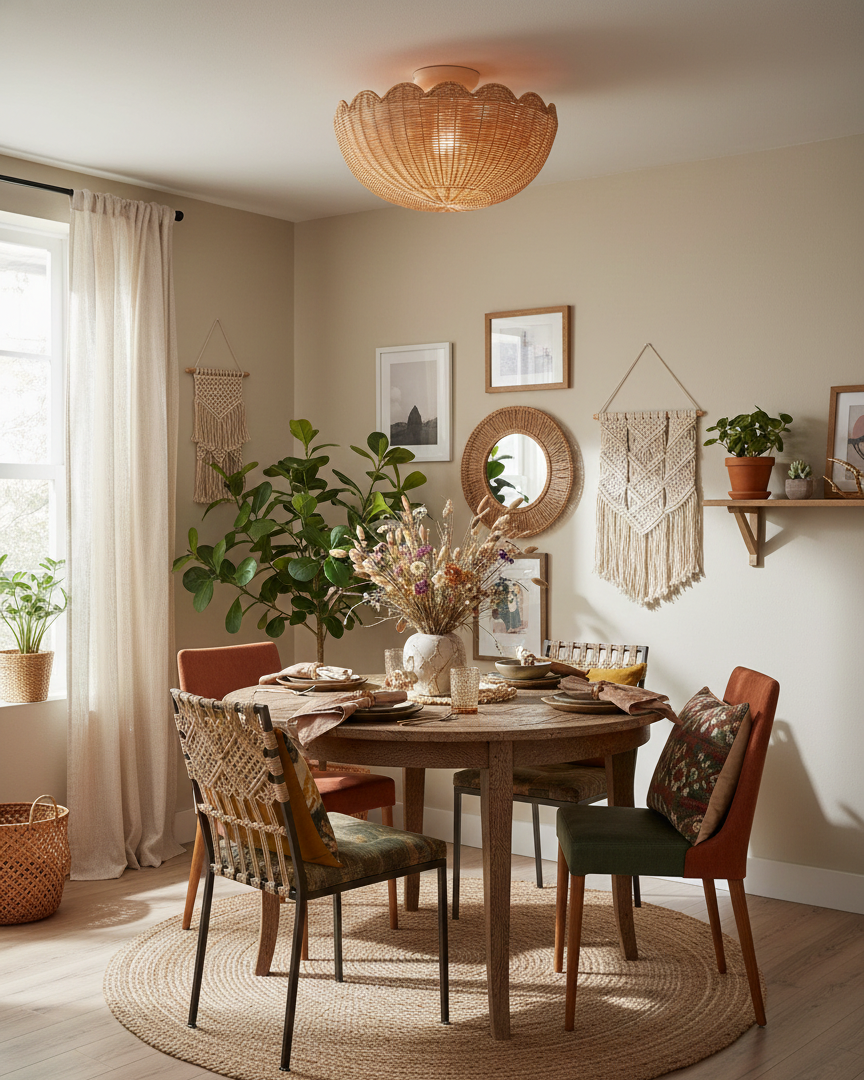 Rivela Rustic Rattan Ceiling Light