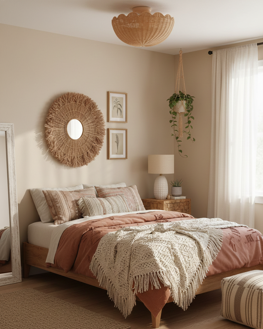 Rivela Rustic Rattan Ceiling Light