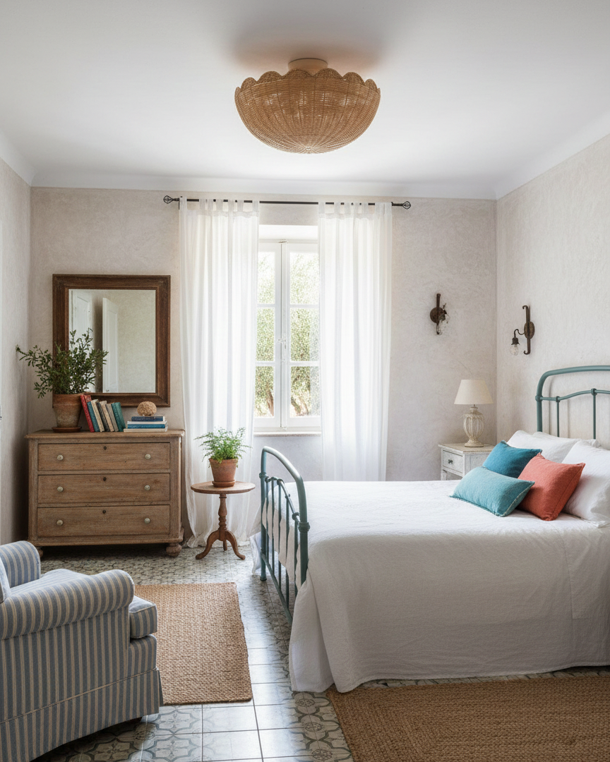 Rivela Rustic Rattan Ceiling Light