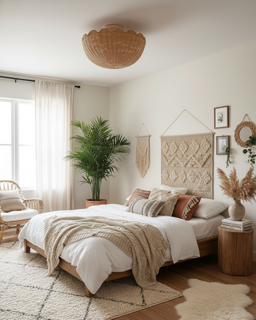 Rivela Rustic Rattan Ceiling Light